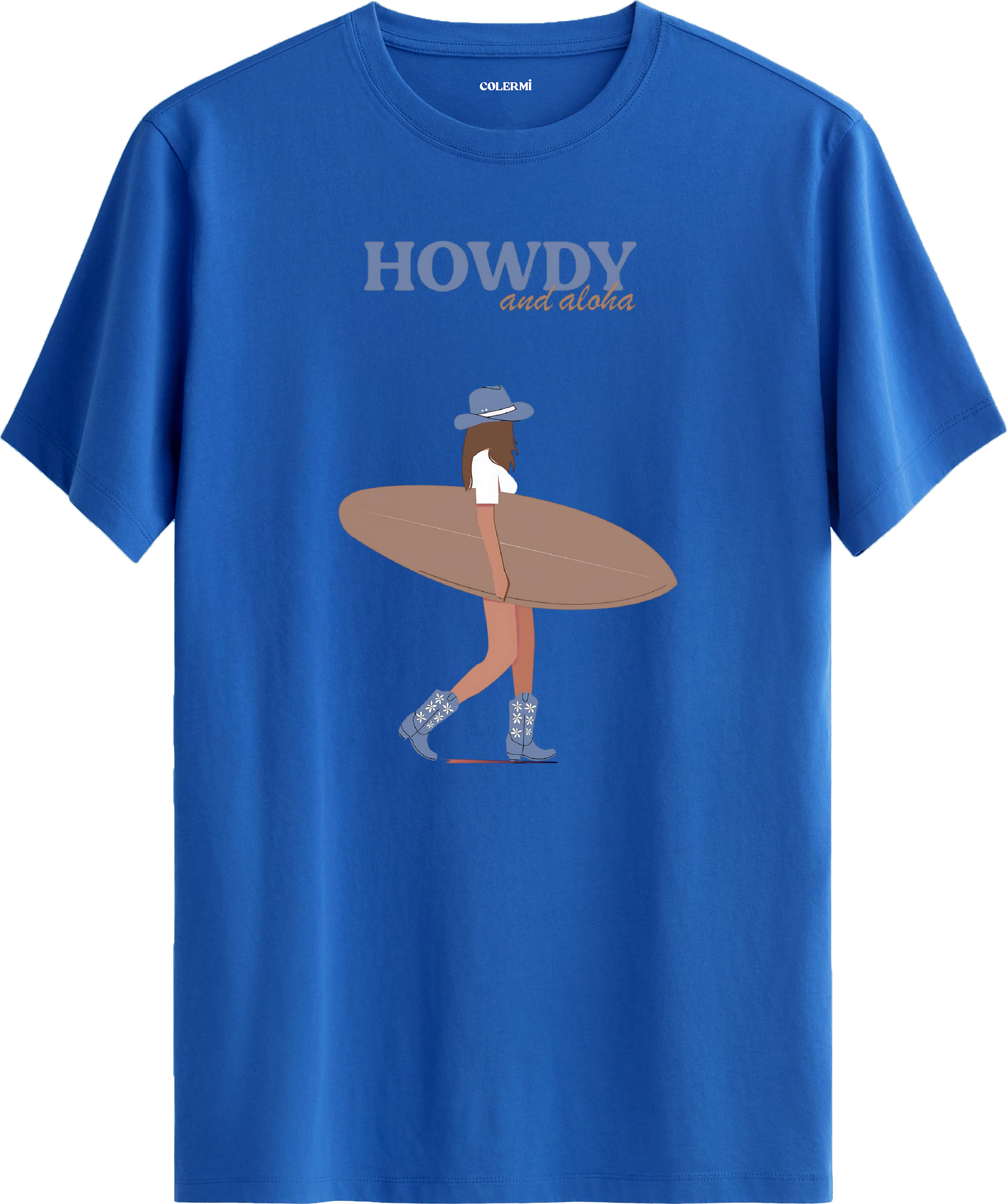 Howdy and Aloha Sörf Baskılı Regular Tişört