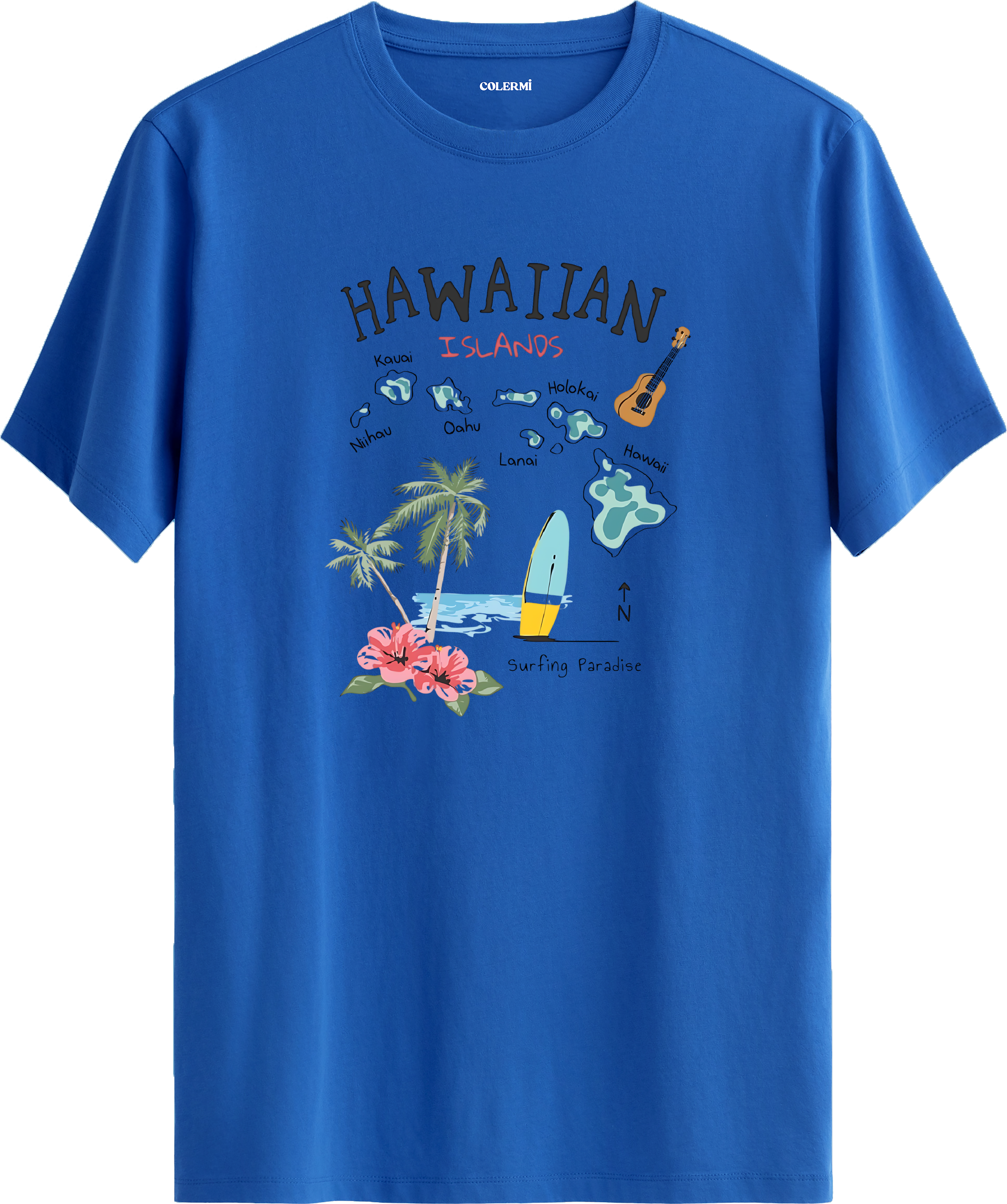 Hawaiian Islands Baskılı Regular Tişört