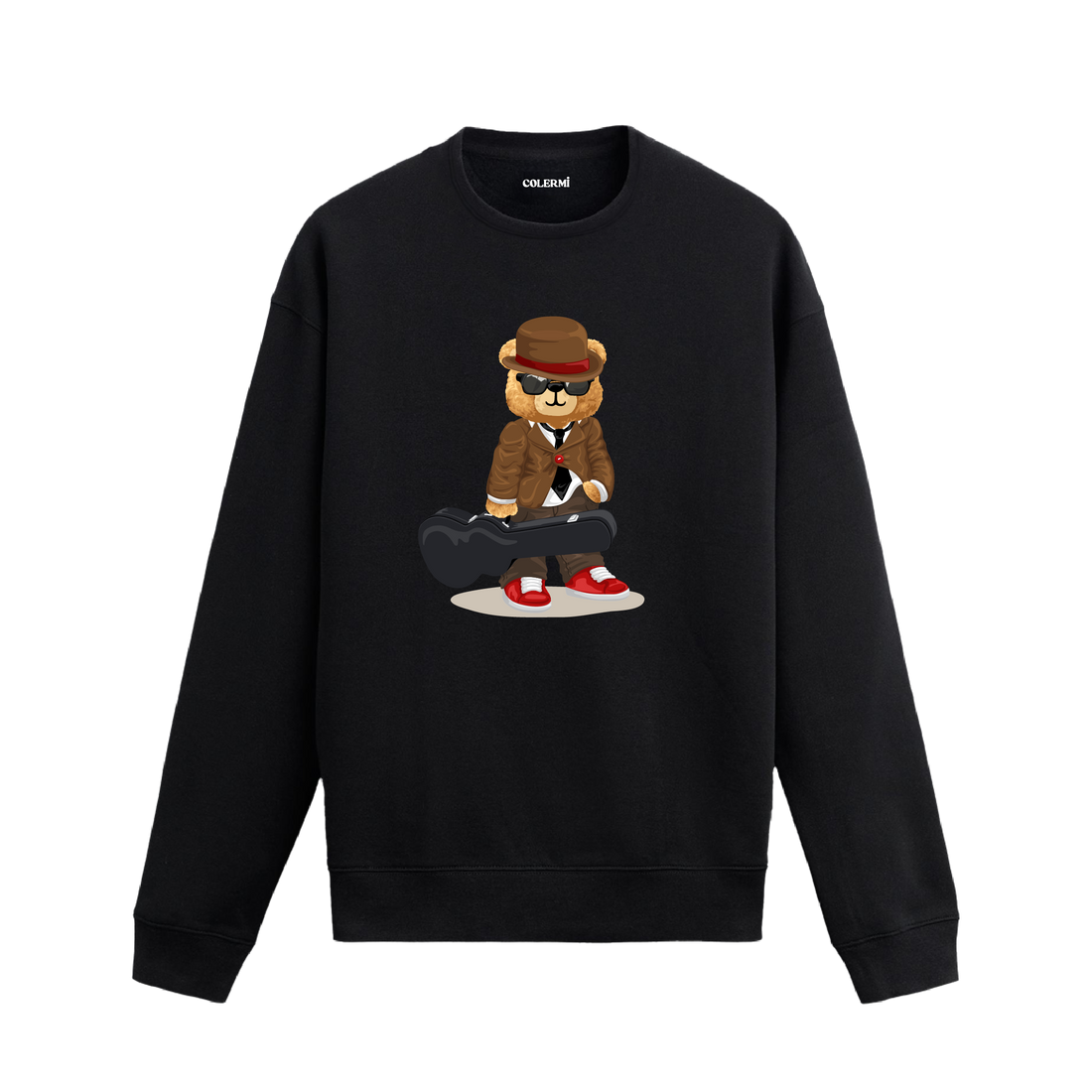 Ayıcık Baskılı Sweatshirt - Müzisyen Tarz