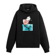 Colermi pipo içen denizci balık baskılı hoodie, eğlenceli ve sıcak tutan tasarım