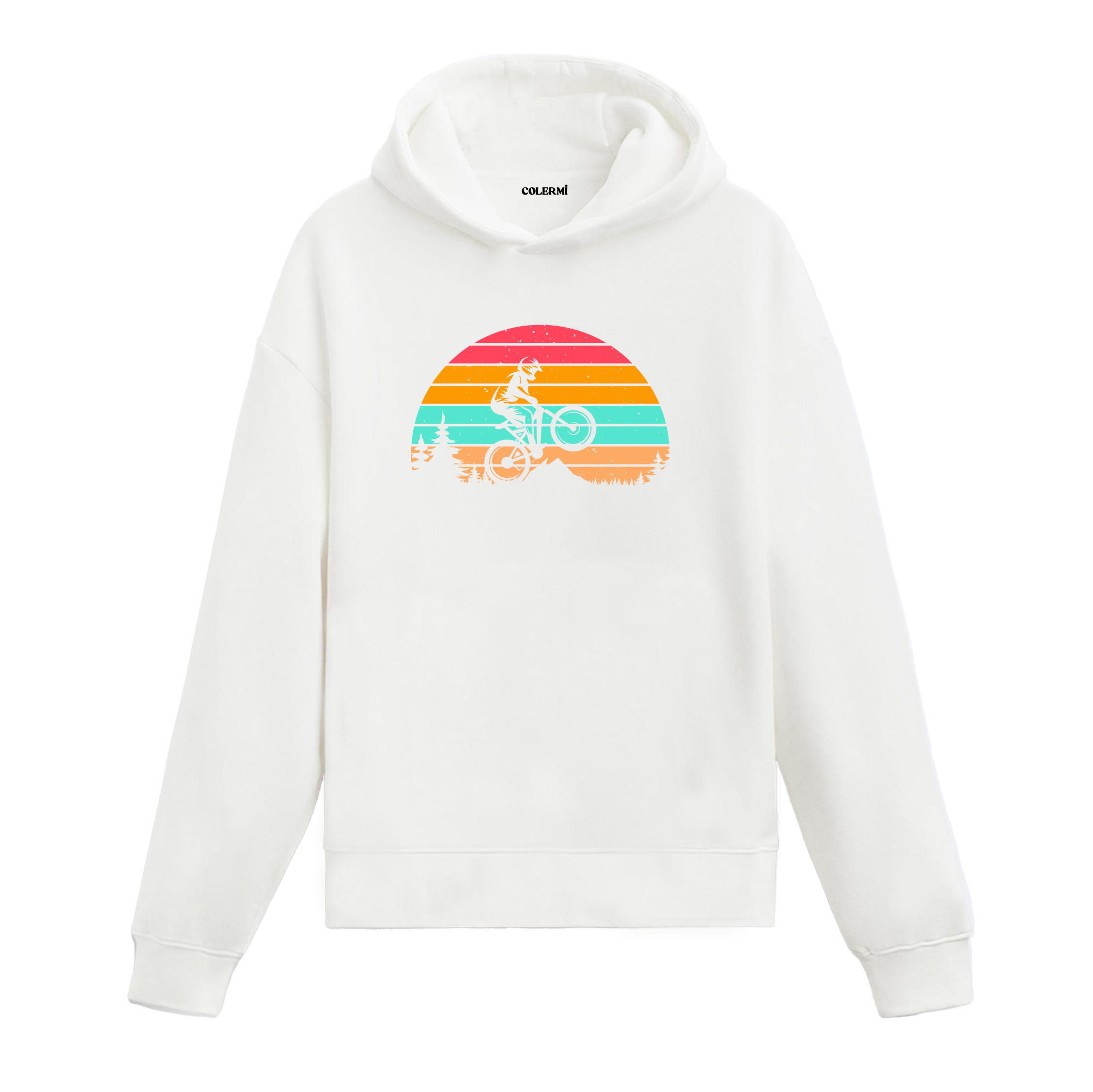 Retro Cycling in Nature Graphic Hoodie – Adventure, Freedom, and Retro Vibes