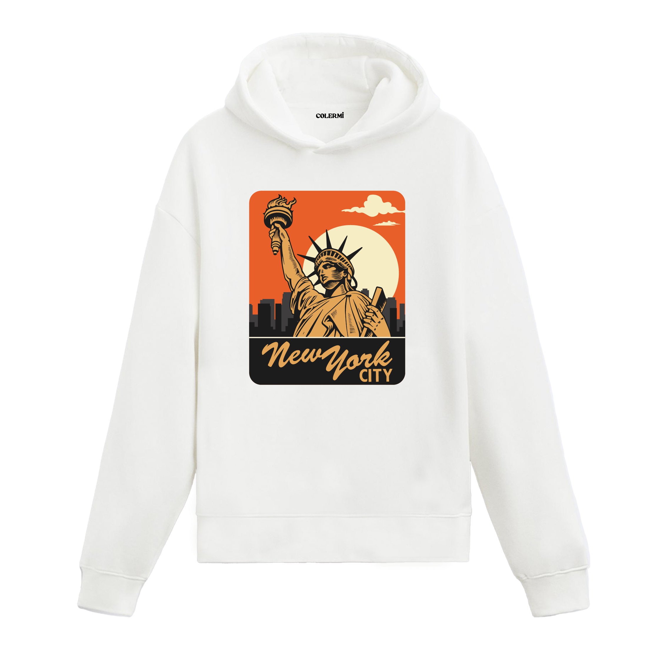 Retro New York Statue of Liberty Graphic Hoodie – Iconic Style, Urban Freedom