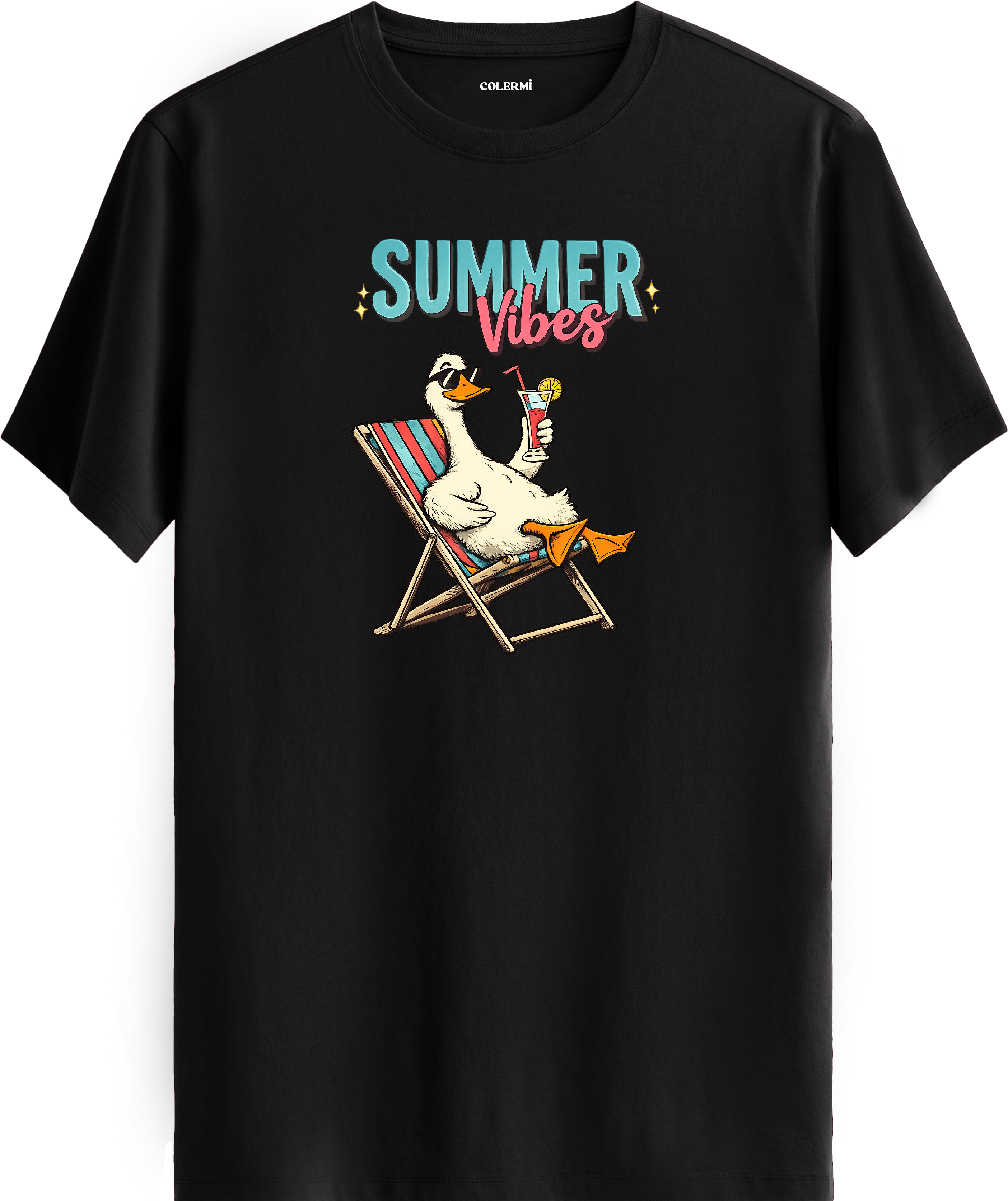 Summer Vibes Ördek Baskılı Regular Tişört