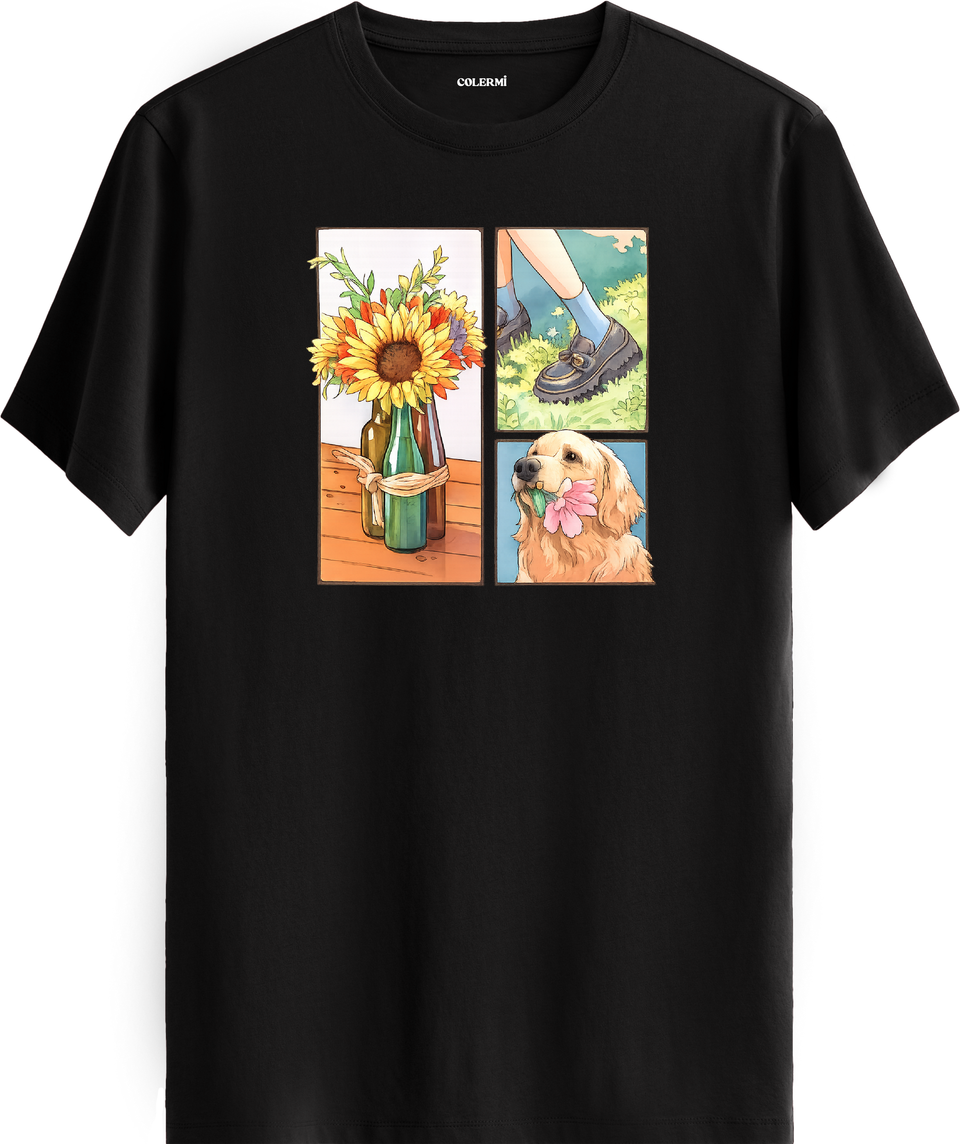 Sunflower & Golden Dog Baskılı Tişört görsel 9 | Colermi