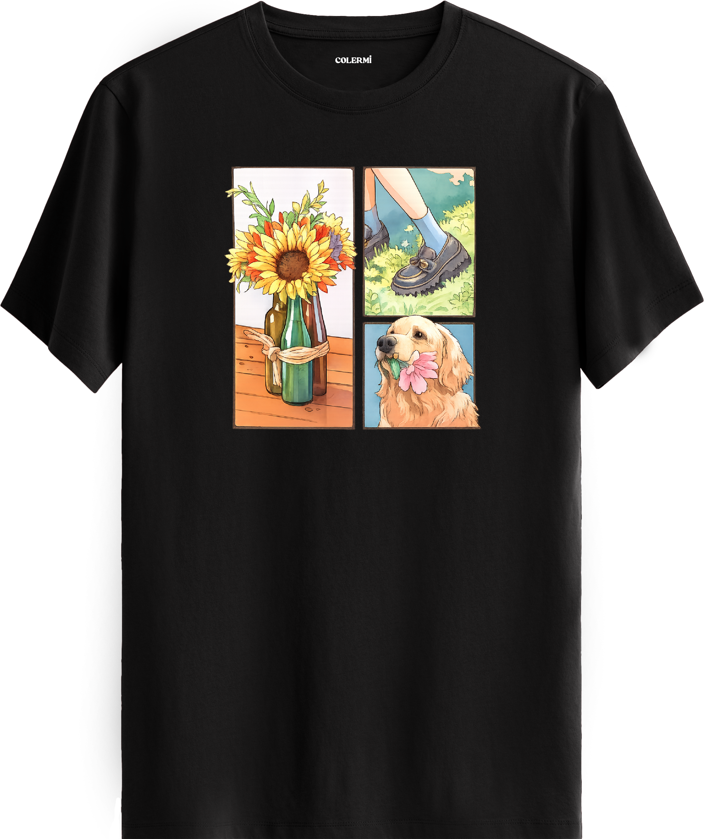Sunflower & Golden Dog Baskılı Tişört görsel 9 | Colermi