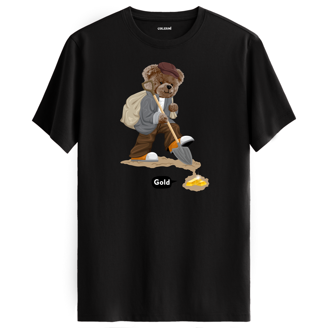 Gold Digger Bear – Adventurous Explorer T-Shirt | 100% Cotton Premium Tee