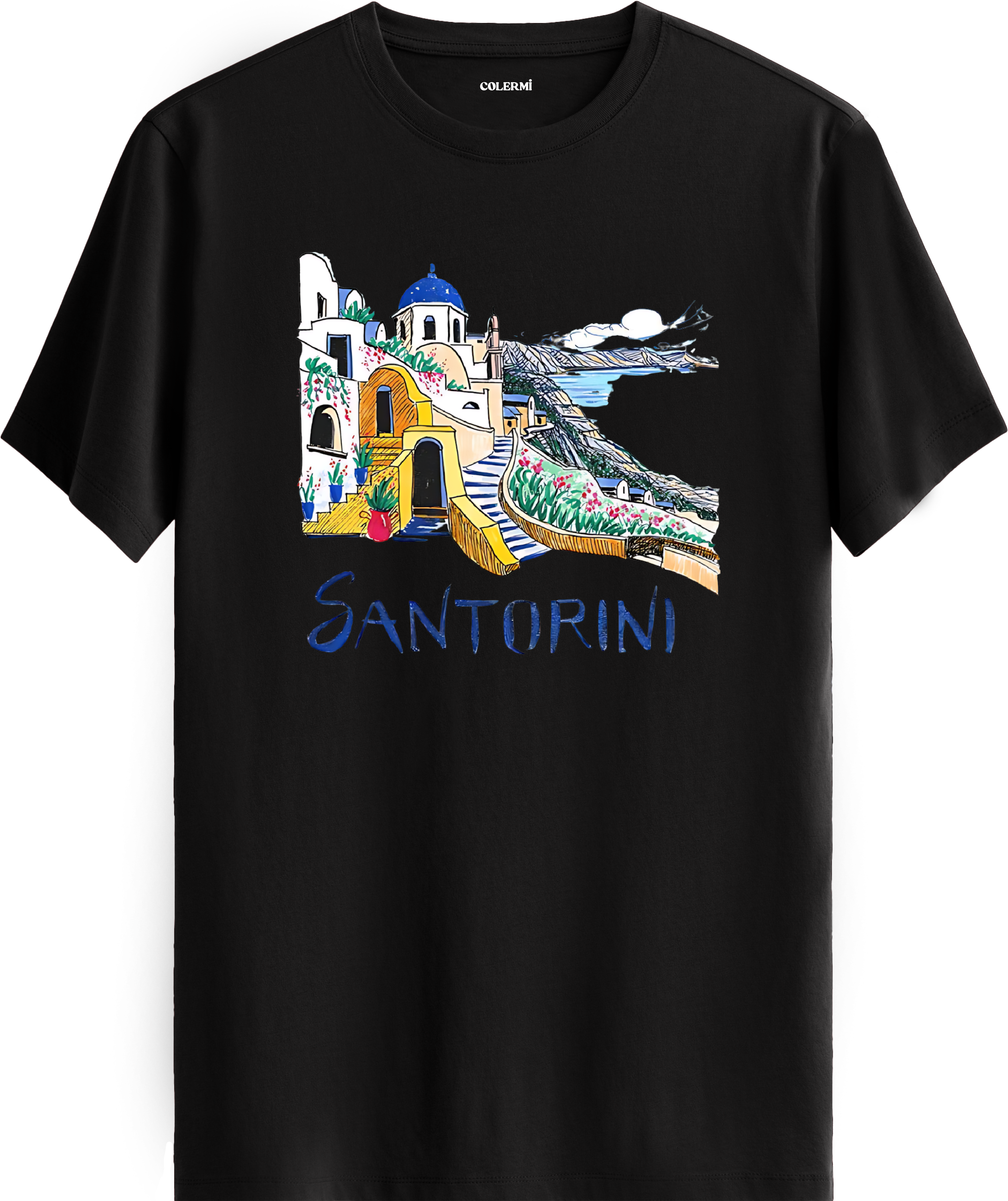 Santorini Illustration Regular Tişört