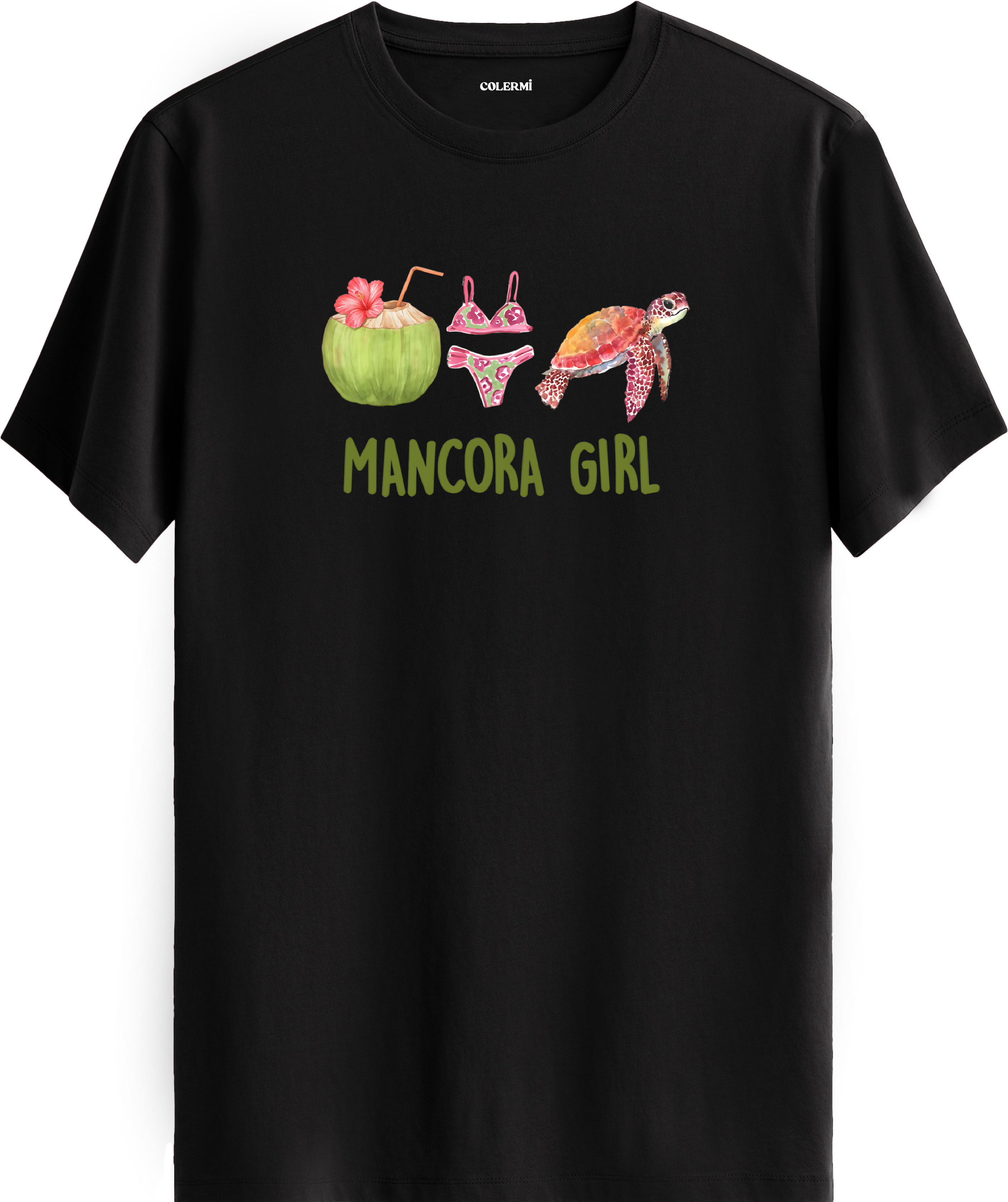 Mancora Girl Deniz Kaplumbağası Baskılı Regular Tişört