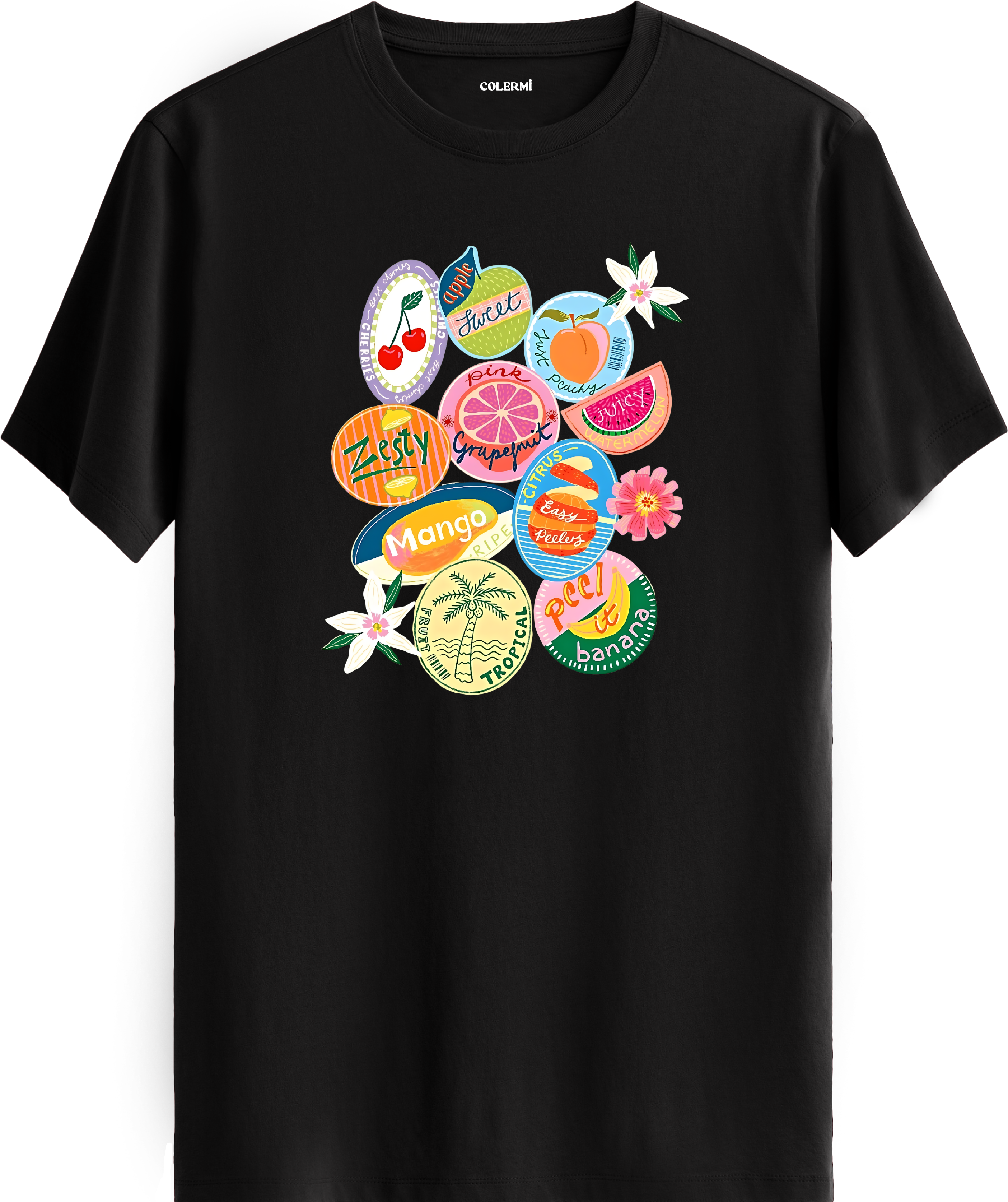 Tropical Fruits Baskılı Regular Tişört