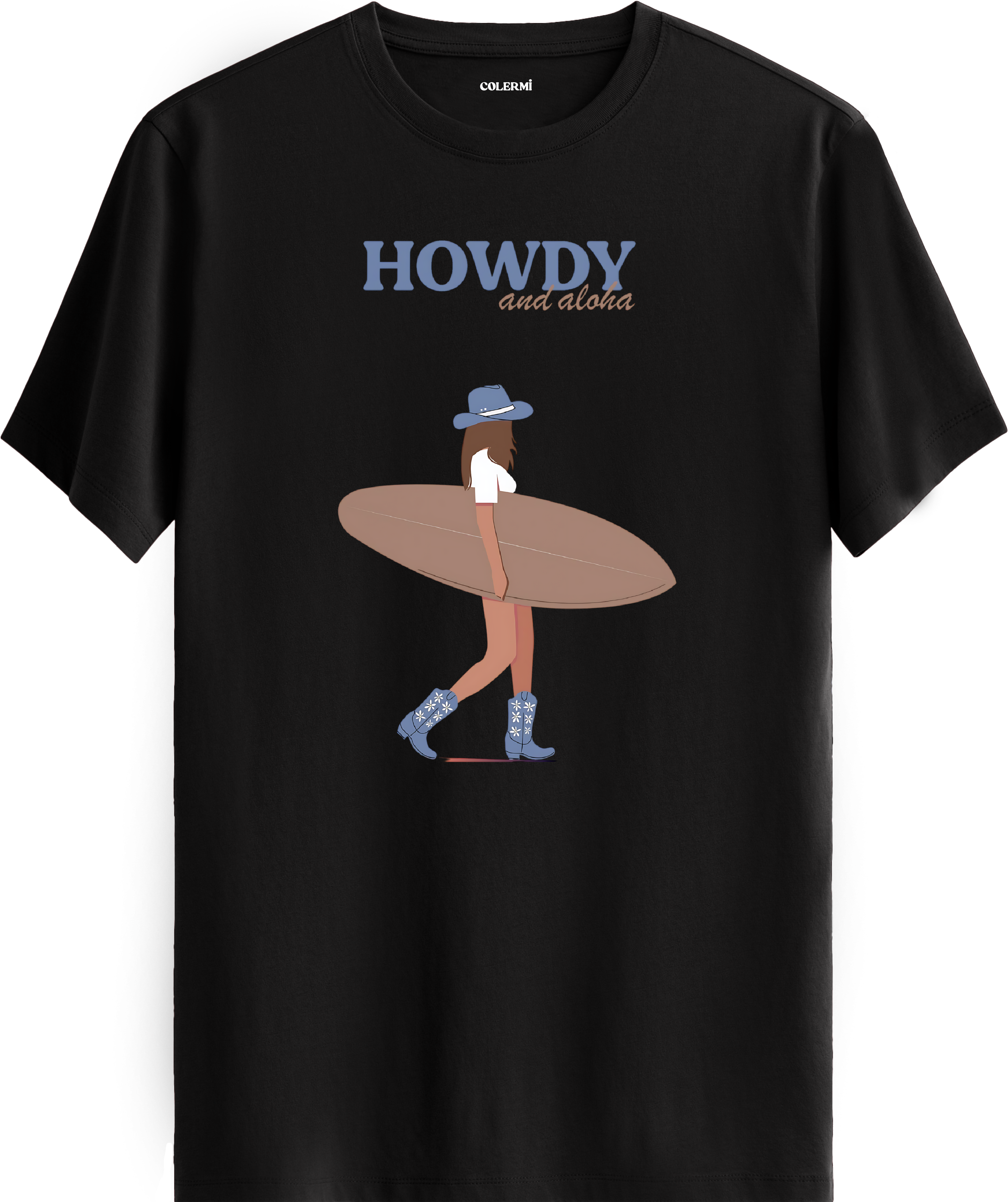 Howdy and Aloha Sörf Baskılı Regular Tişört