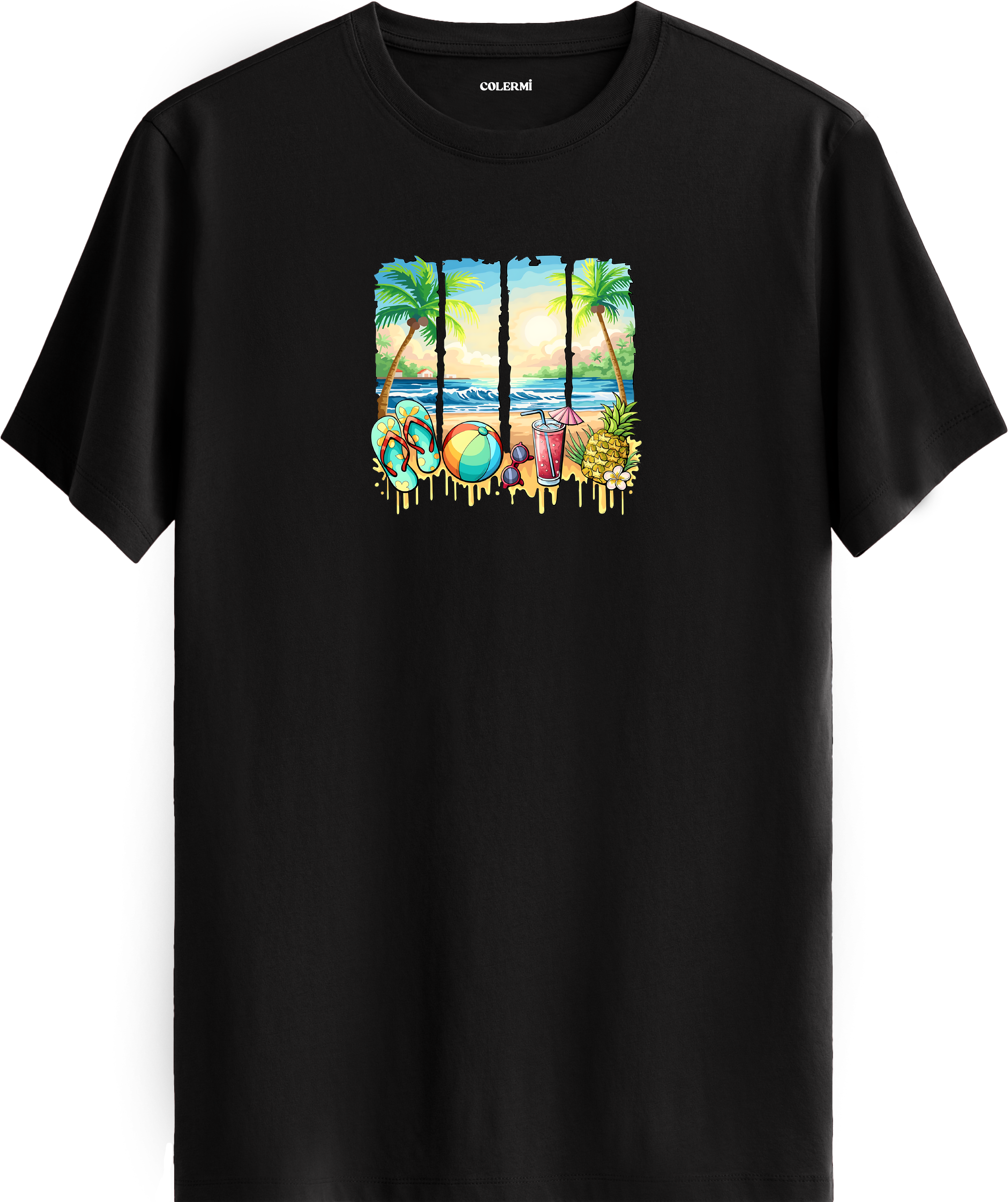 Tropical Beach Baskılı Regular Tişört