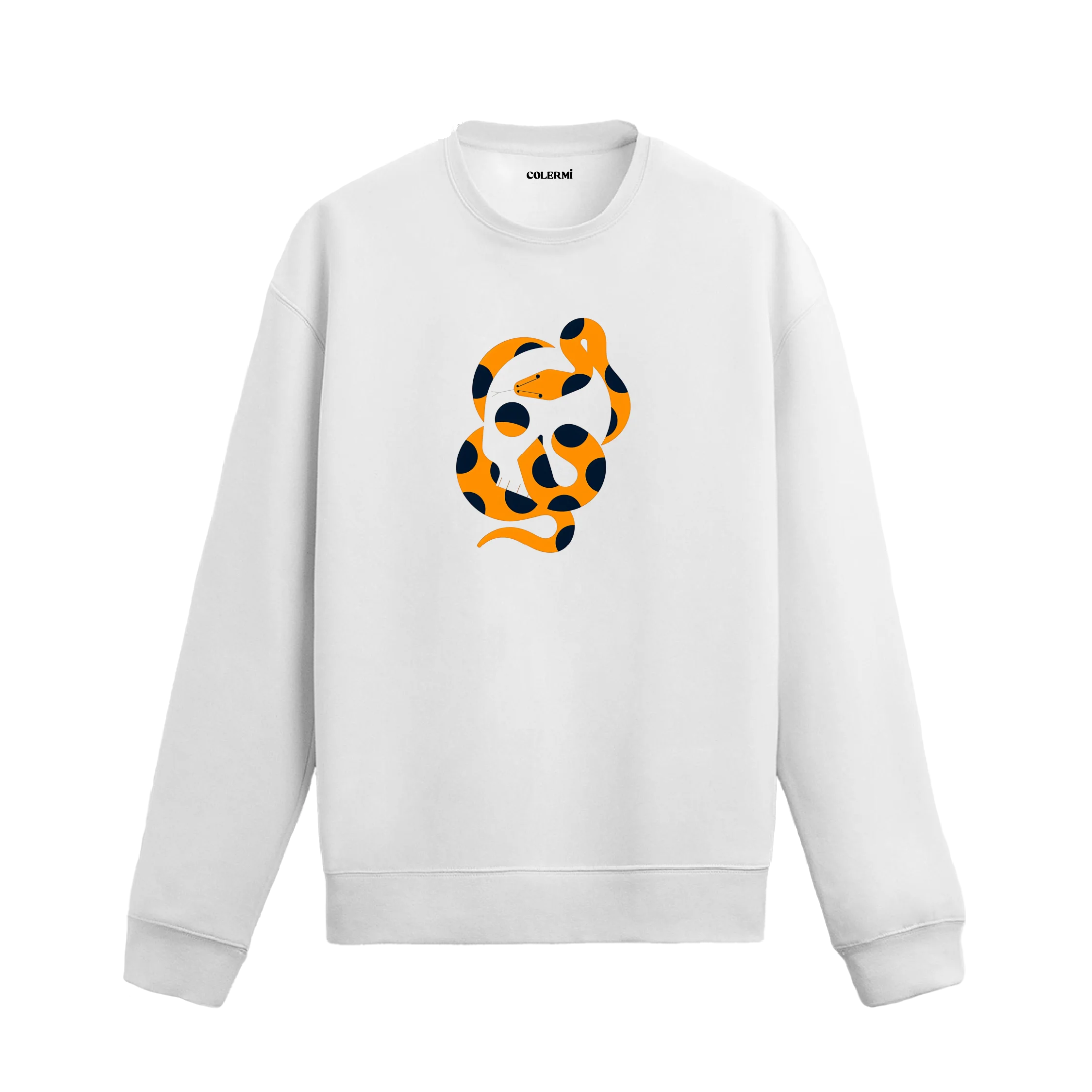 Yılan Tasarımlı Sanatsal Baskılı Sweatshirt