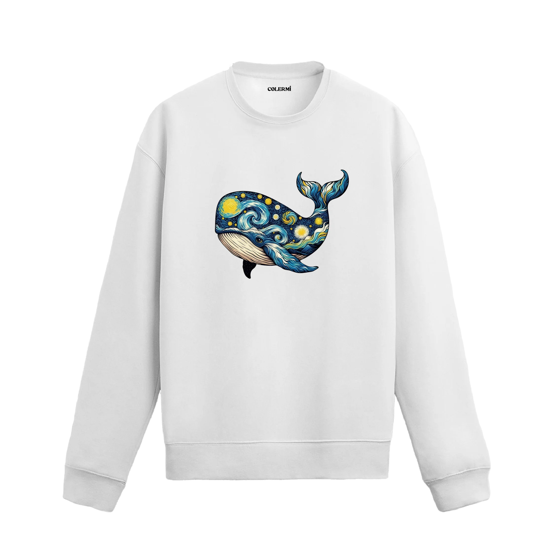 Balina Tasarımlı Sanatsal Baskılı Sweatshirt