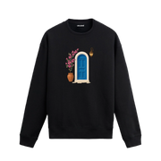 Kapı ve Çiçek Tasarımlı Sanatsal Baskılı Sweatshirt | Colermi