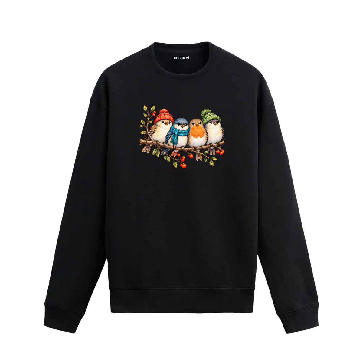 Kış Kuşları Tasarım Sweatshirt - Colermi