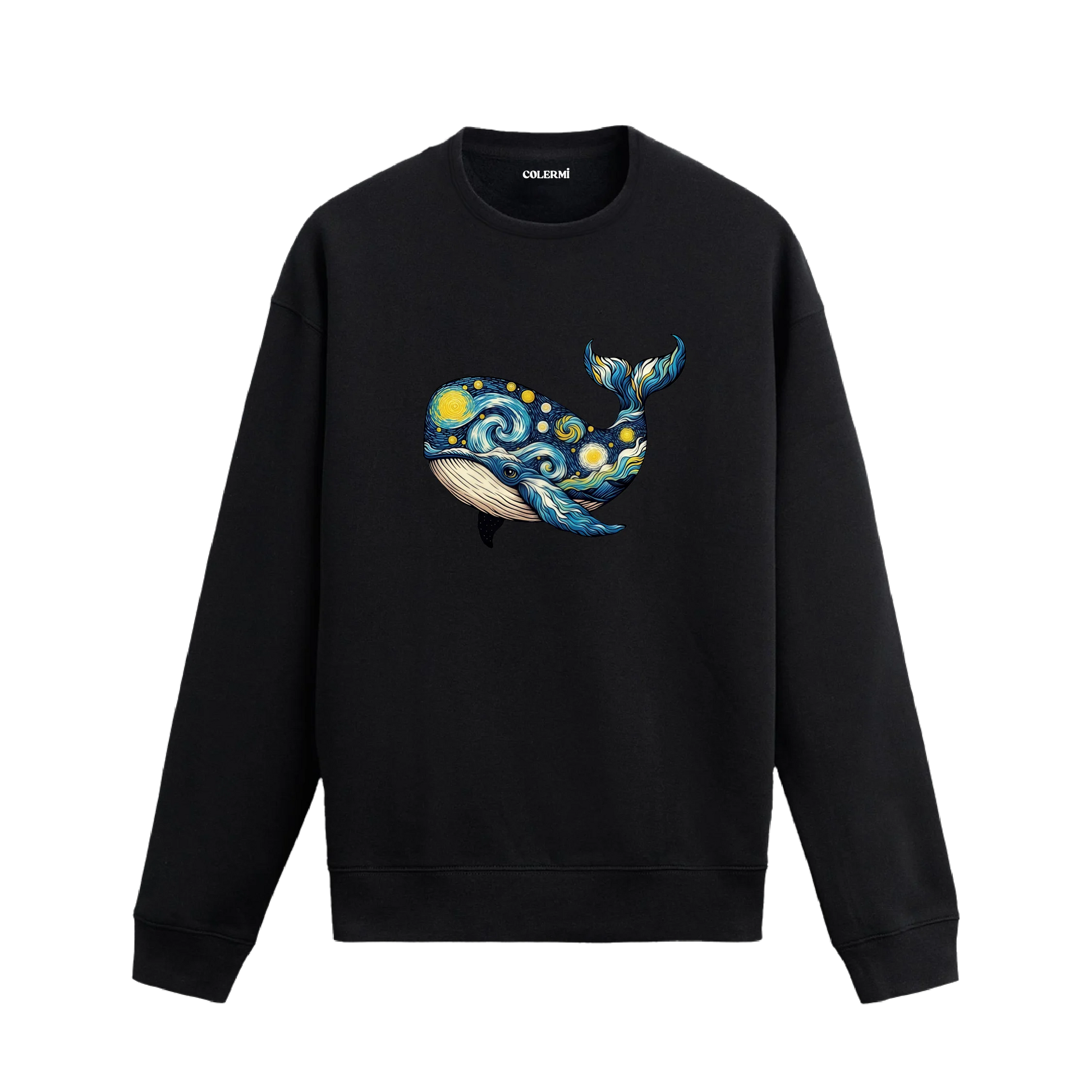 Balina Tasarımlı Sanatsal Baskılı Sweatshirt | Colermi