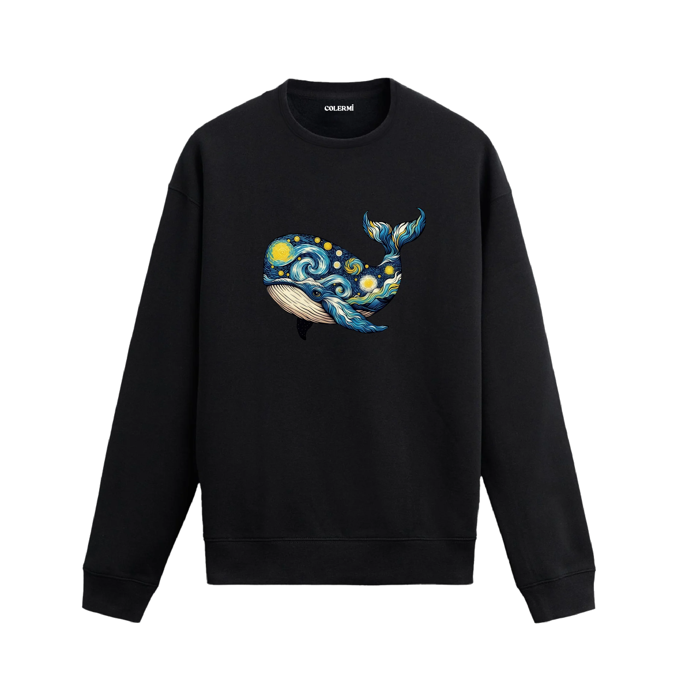 Balina Tasarımlı Sanatsal Baskılı Sweatshirt