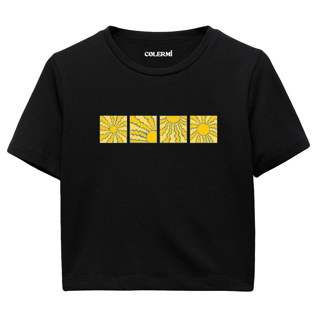 Colermi Güneş Desenli Crop Top Tişört