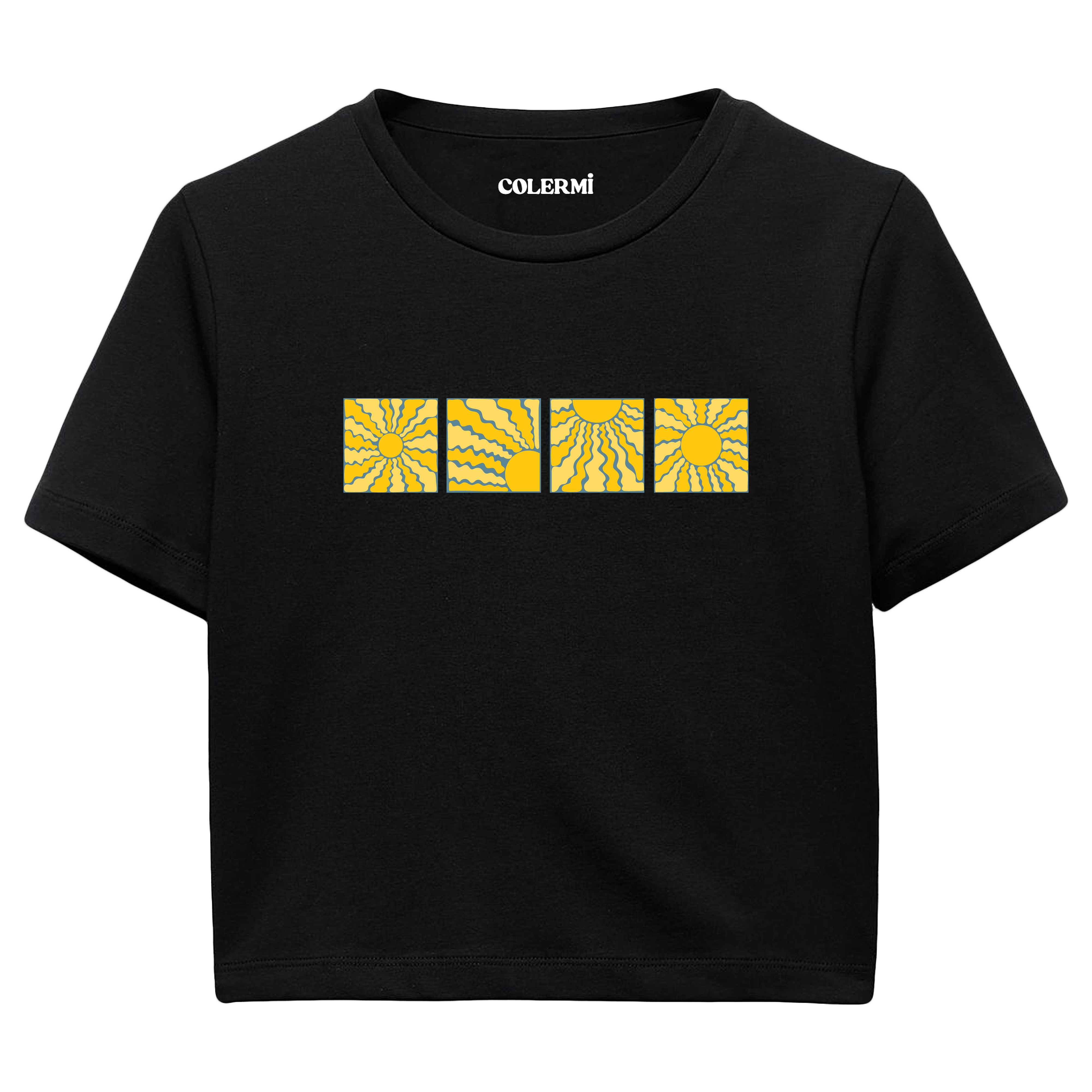 Colermi Güneş Desenli Crop Top Tişört