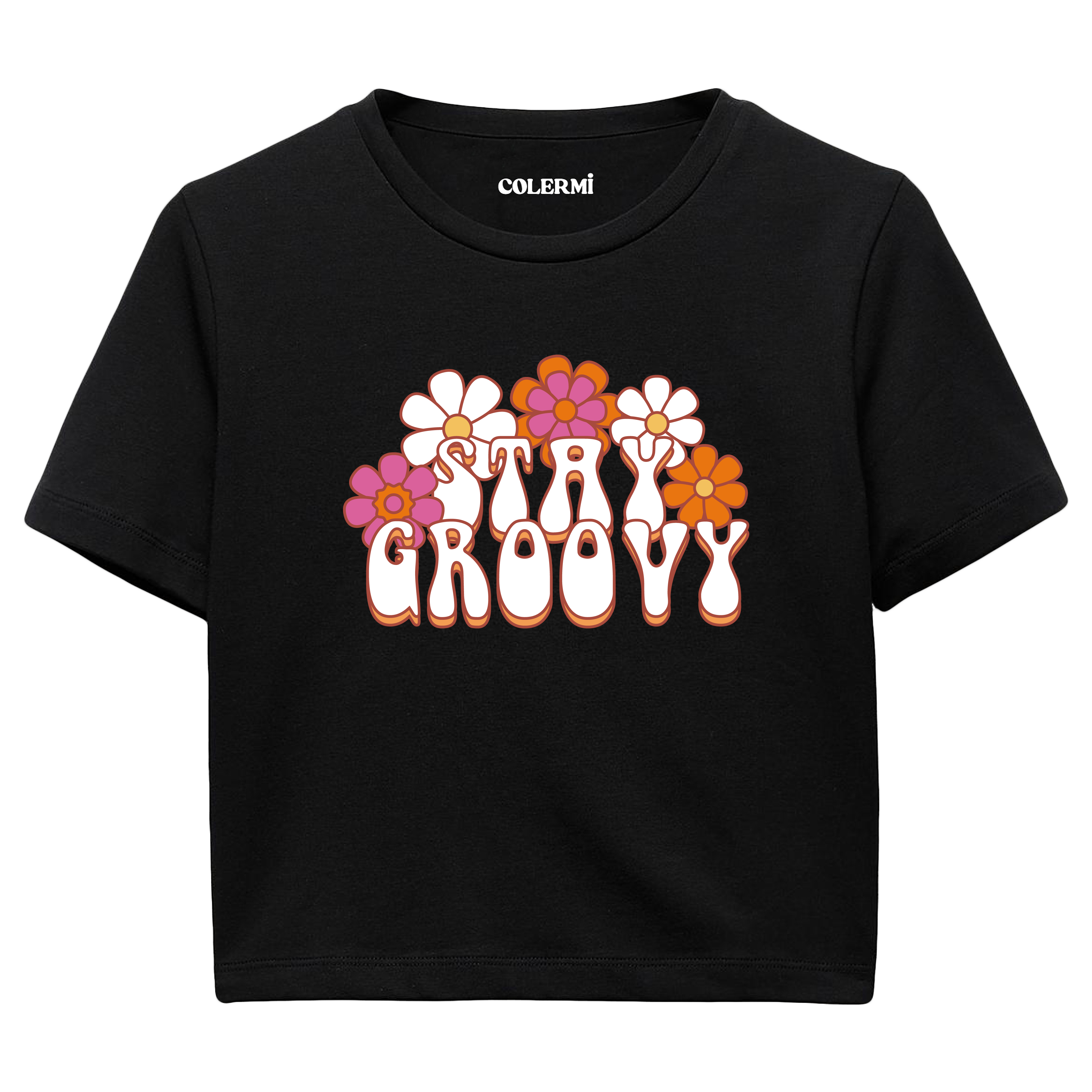 Colermi Retro Stay Groovy Crop Top Tişört