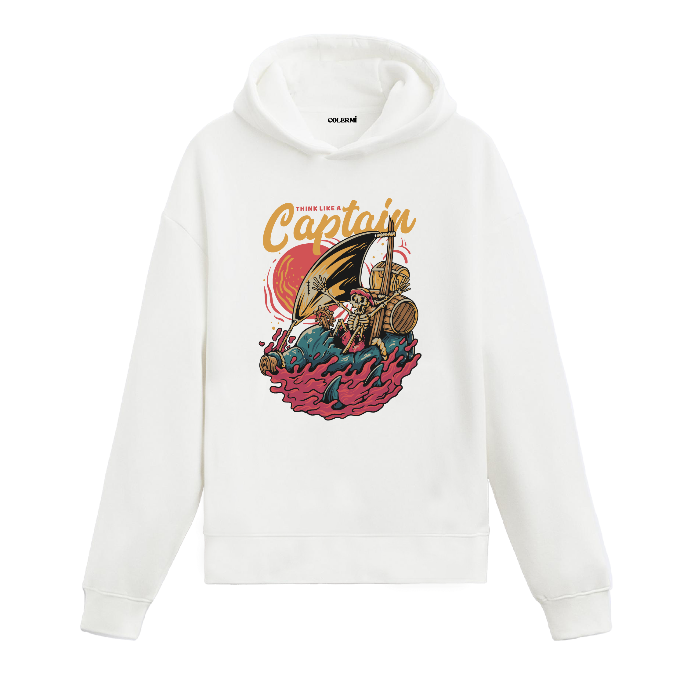 Think Like a Captain Graphic Hoodie – Retro Seafarer, Bold Adventure