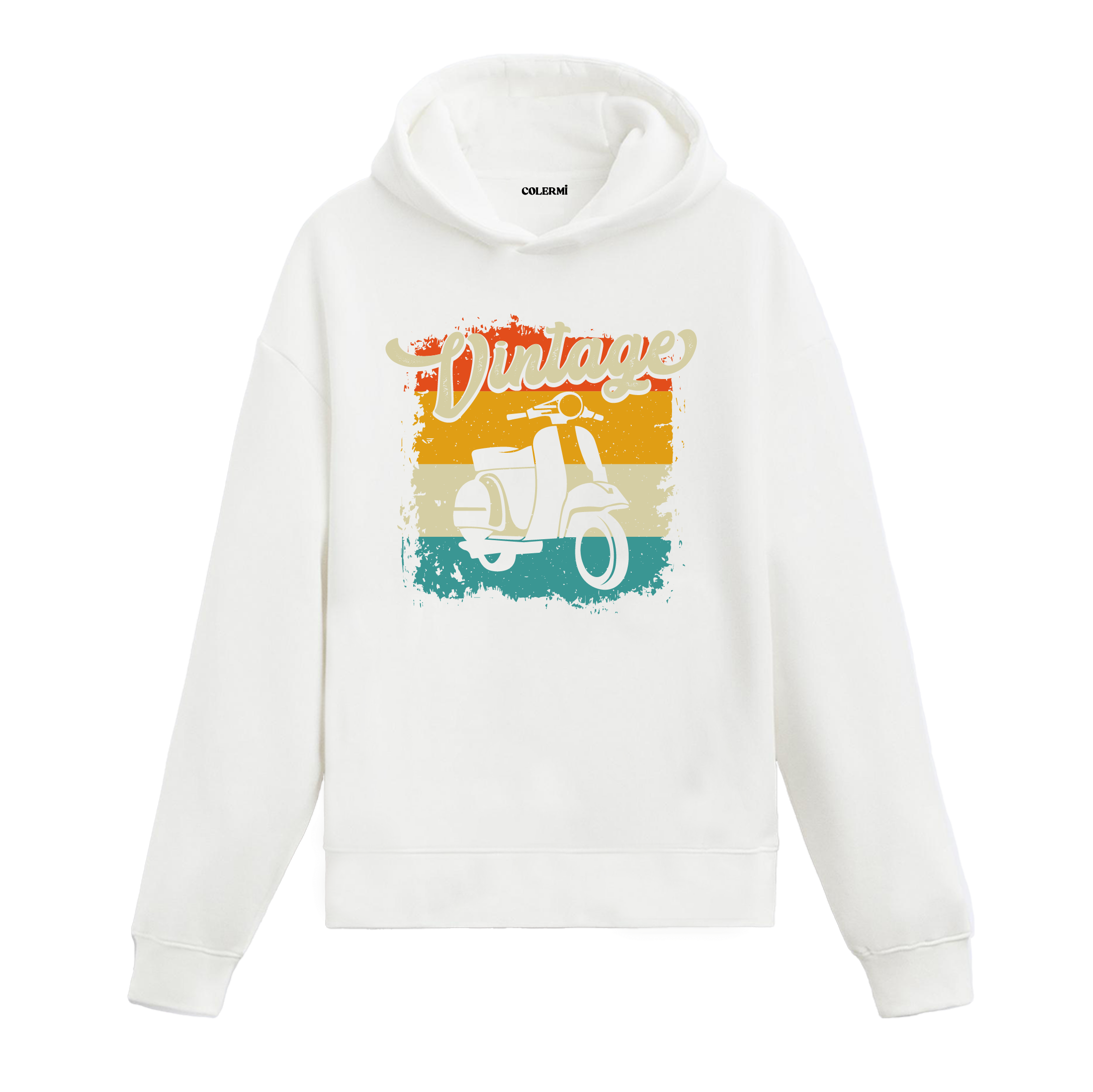 Vintage Scooter Graphic Hoodie – Retro Freedom, Timeless Style