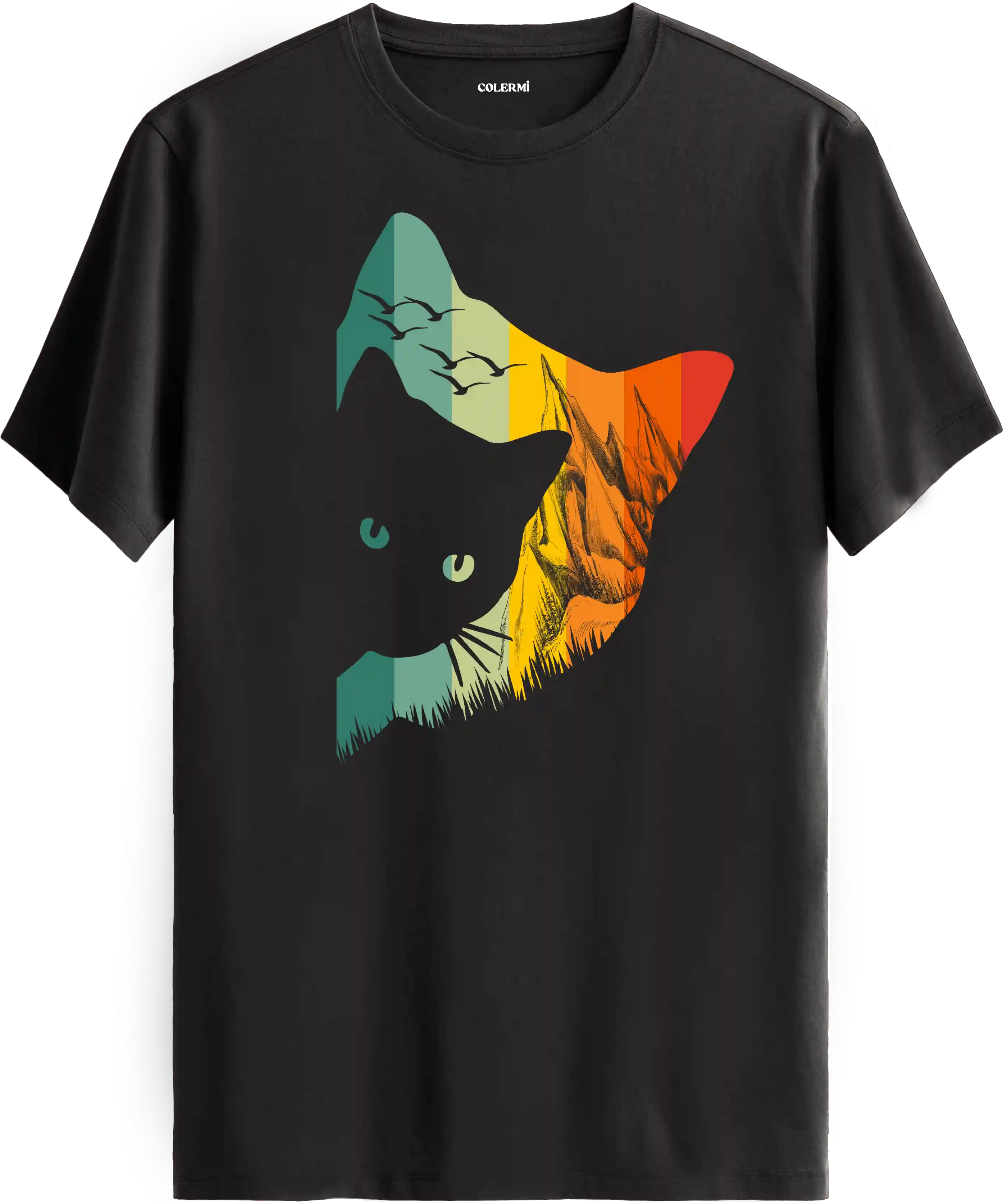 Retro Cat Baskılı Tişört