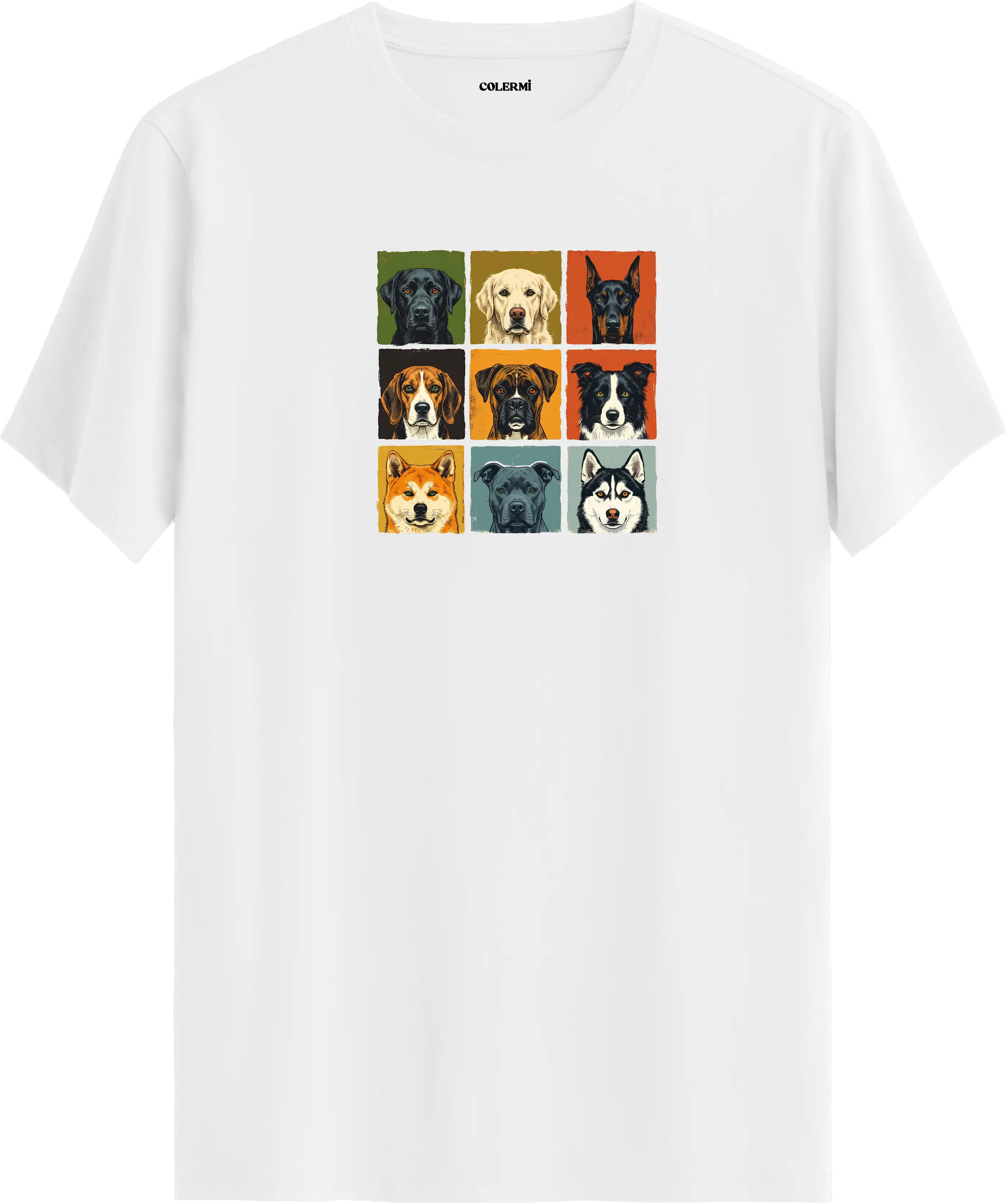 Retro Köpek Kolaj Tasarım Tişört