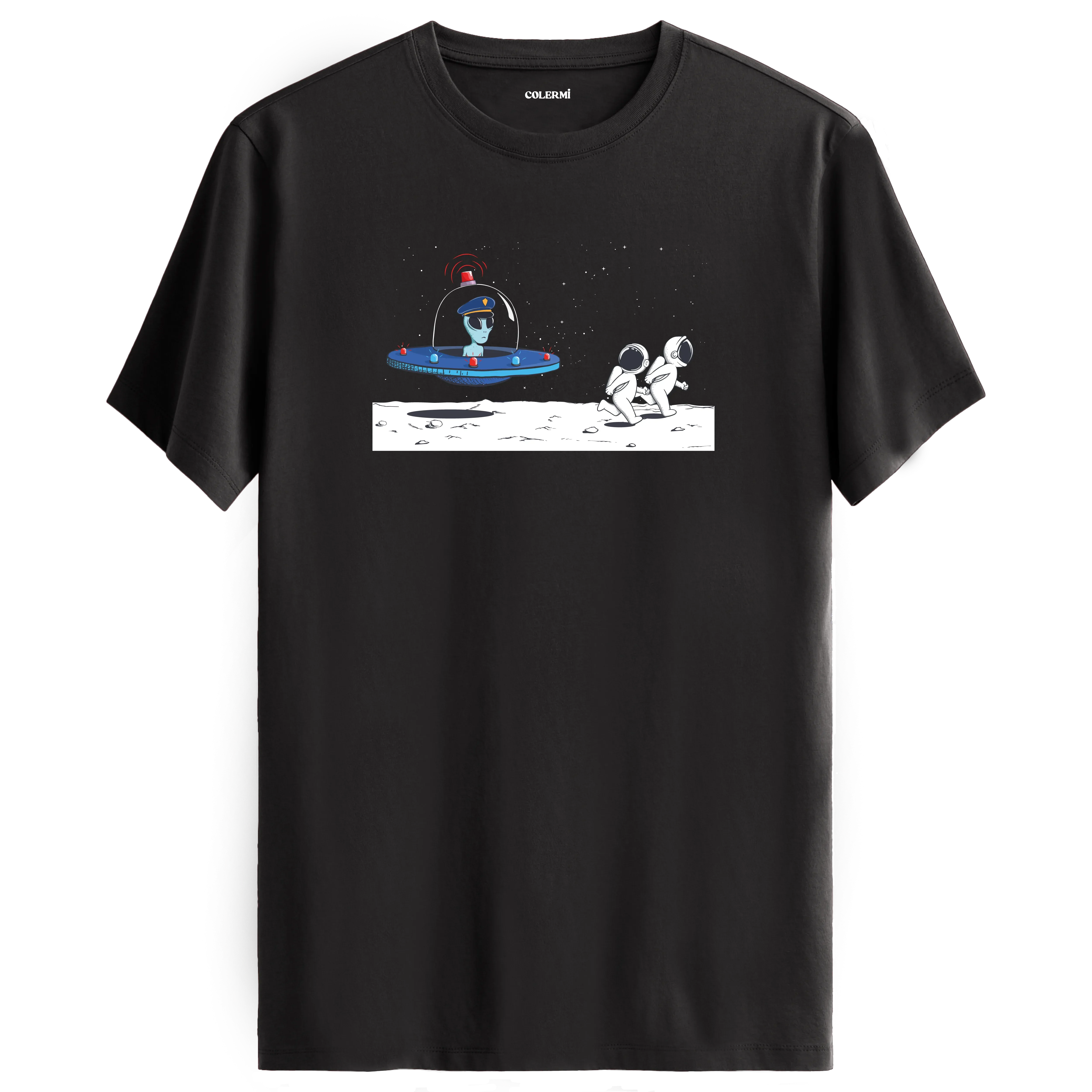 Meeting on the Moon - Space-Themed Crew Neck T-Shirt