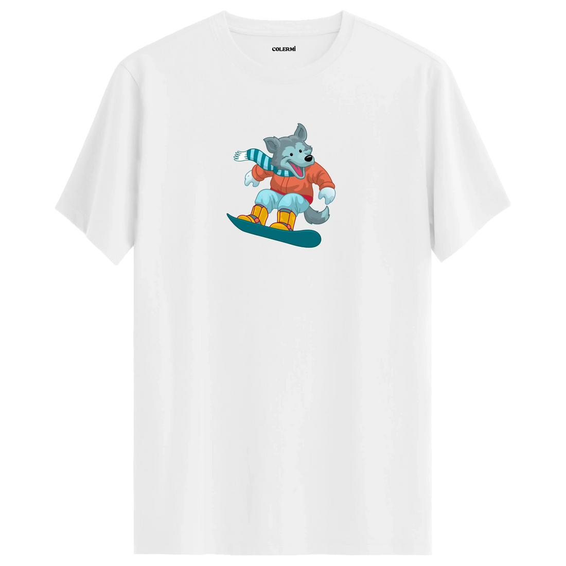 Snowboarding Wolf Crew Neck T-Shirt