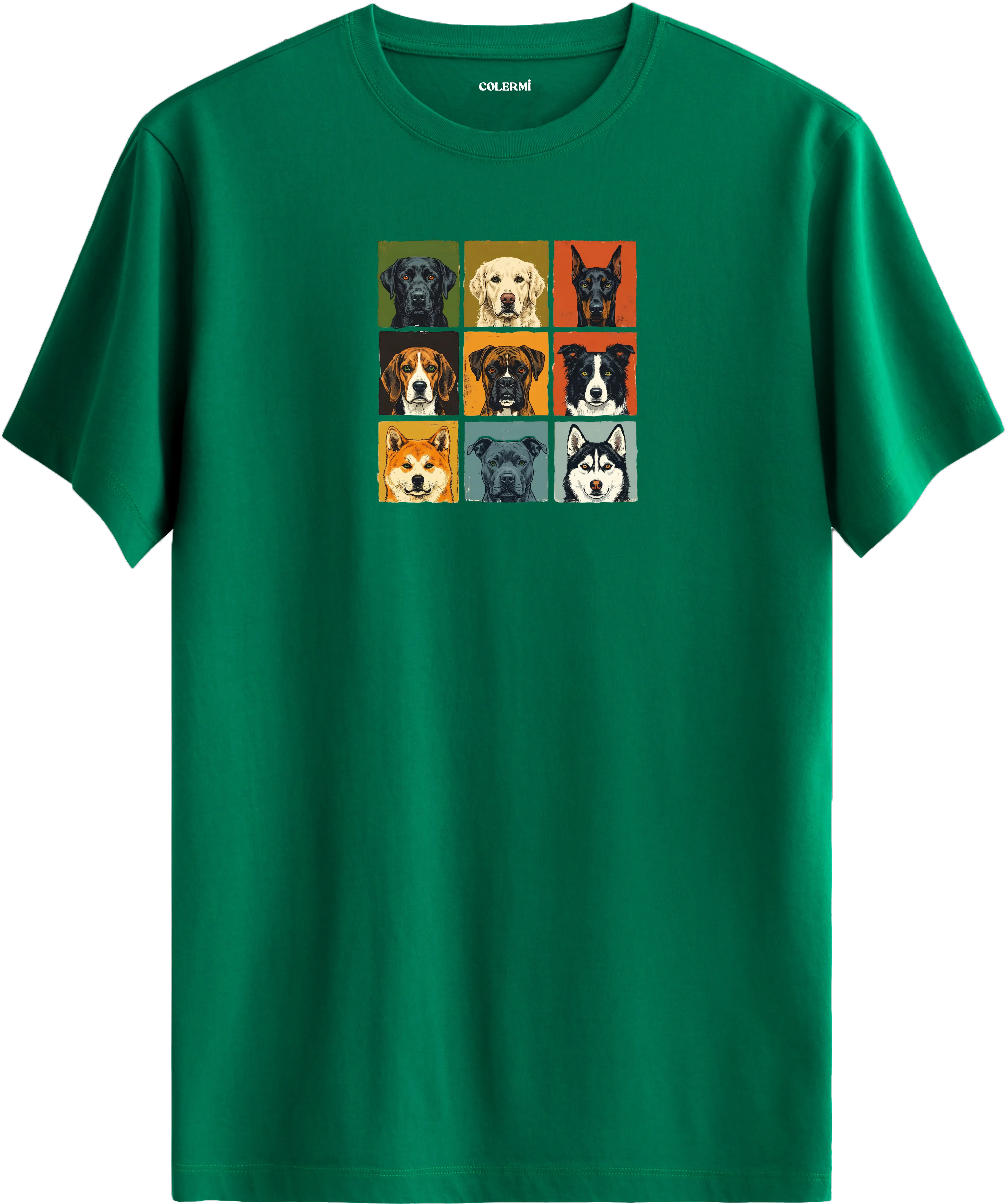 Retro Köpek Kolaj Tasarım Tişört