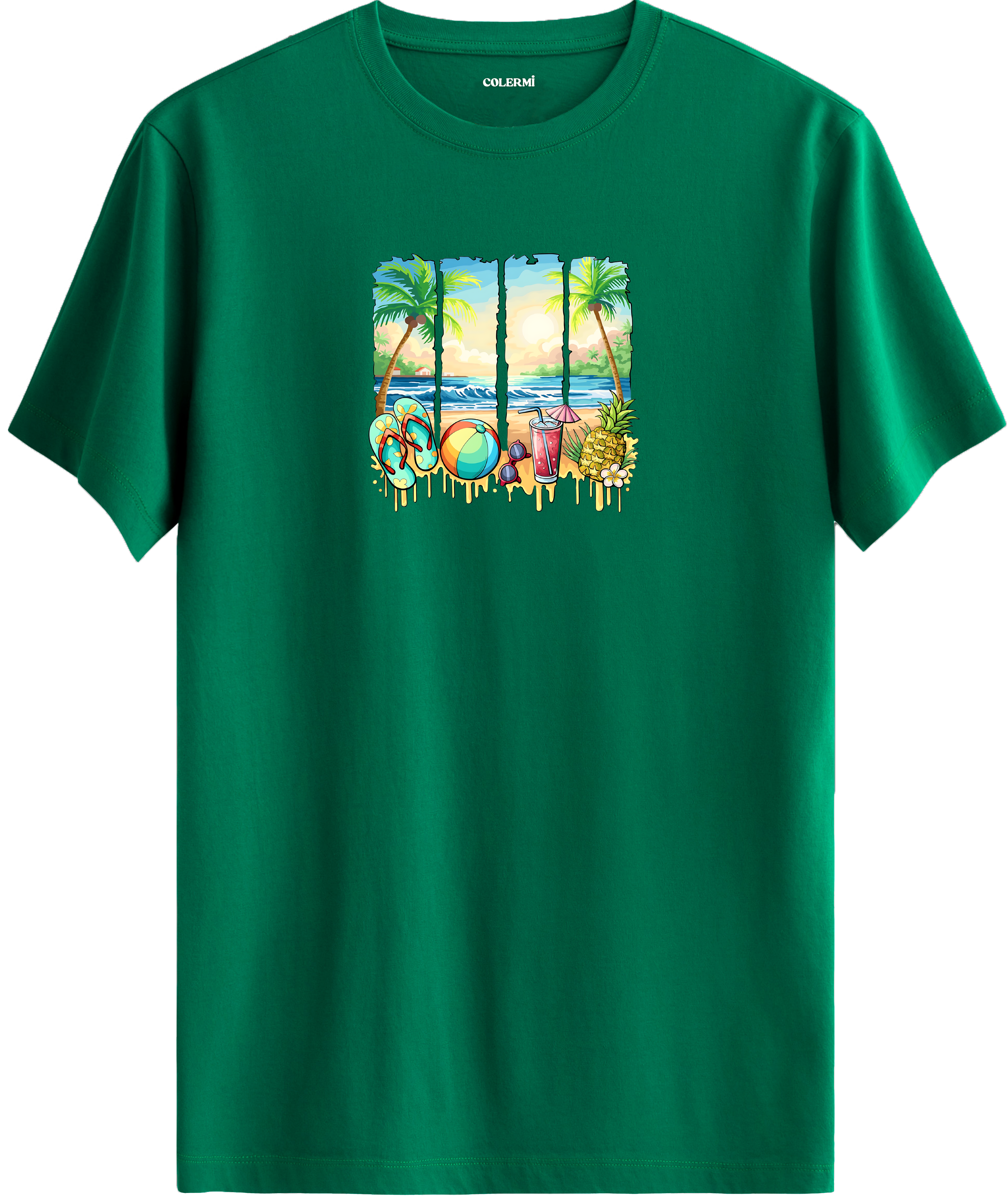 Tropical Beach Baskılı Regular Tişört