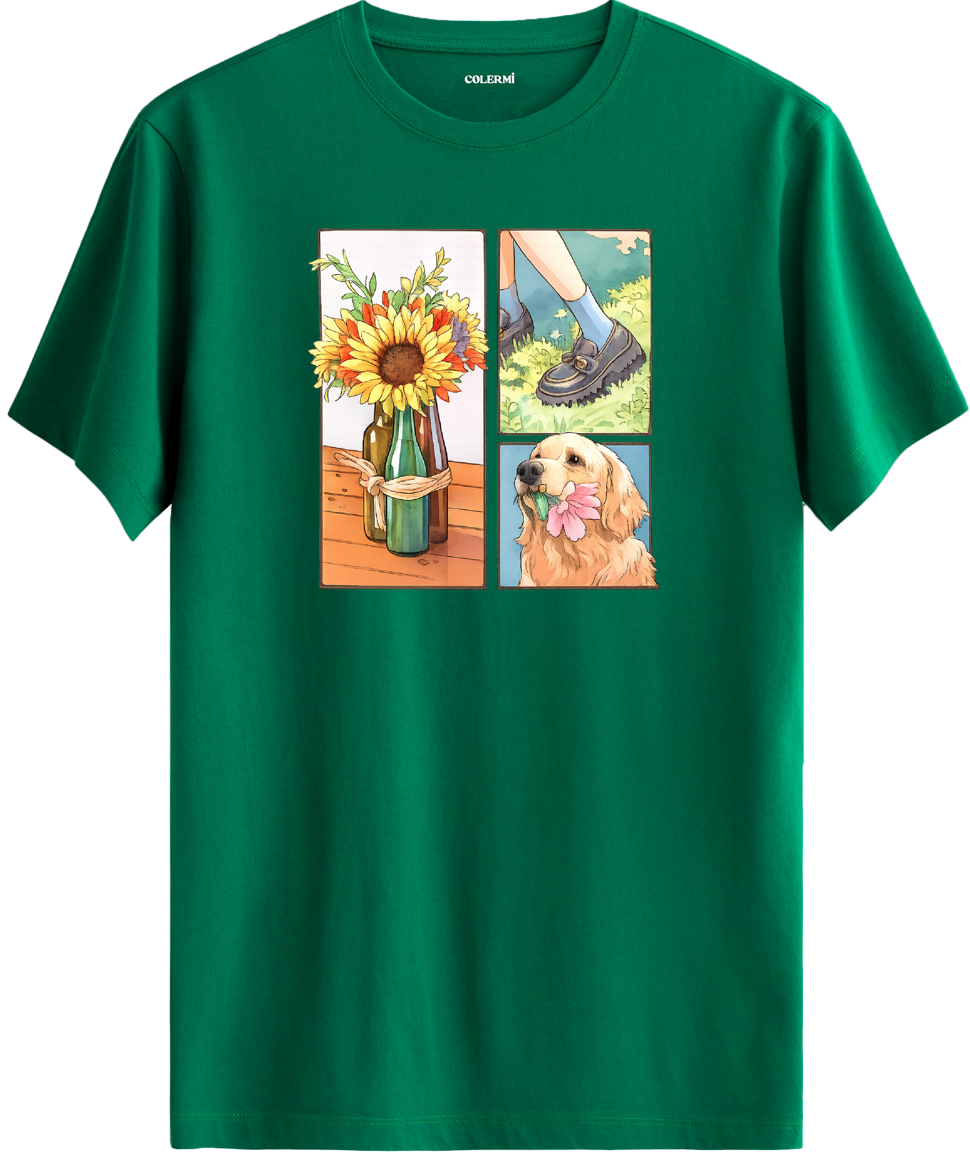 Sunflower & Golden Dog Baskılı Tişört görsel 10 | Colermi