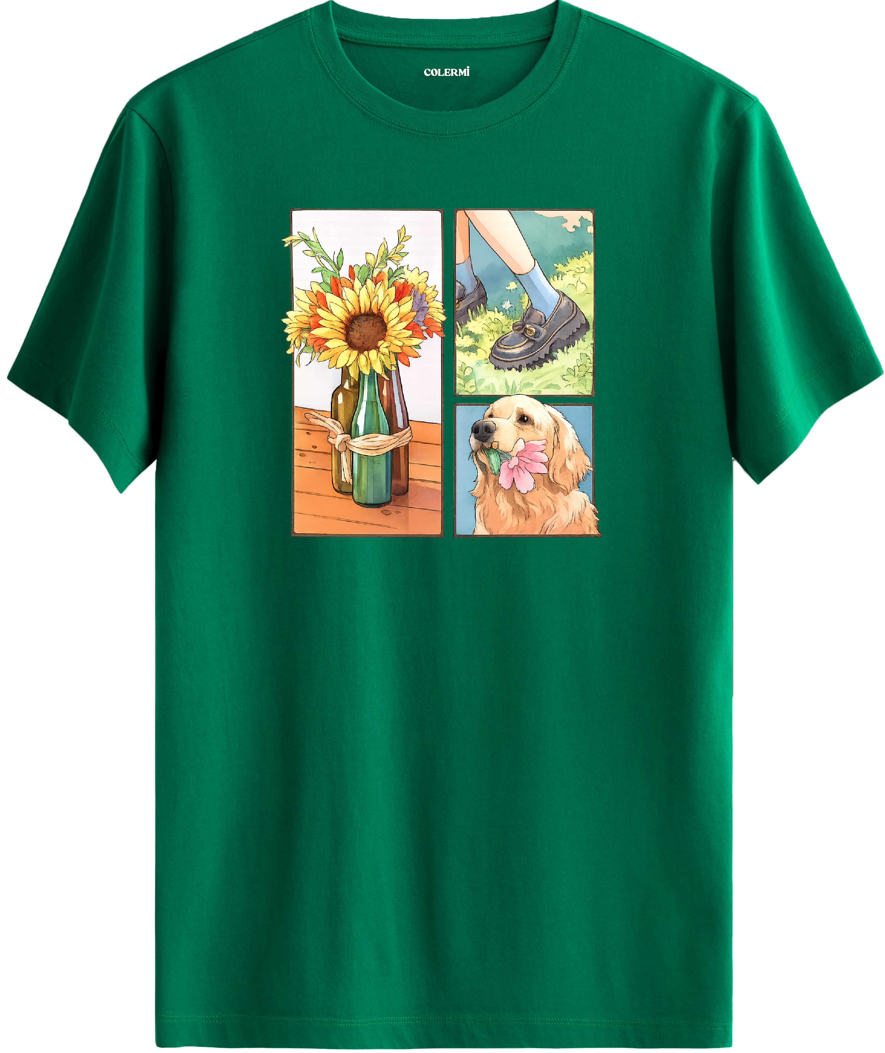 Sunflower & Golden Dog Baskılı Tişört görsel 10 | Colermi