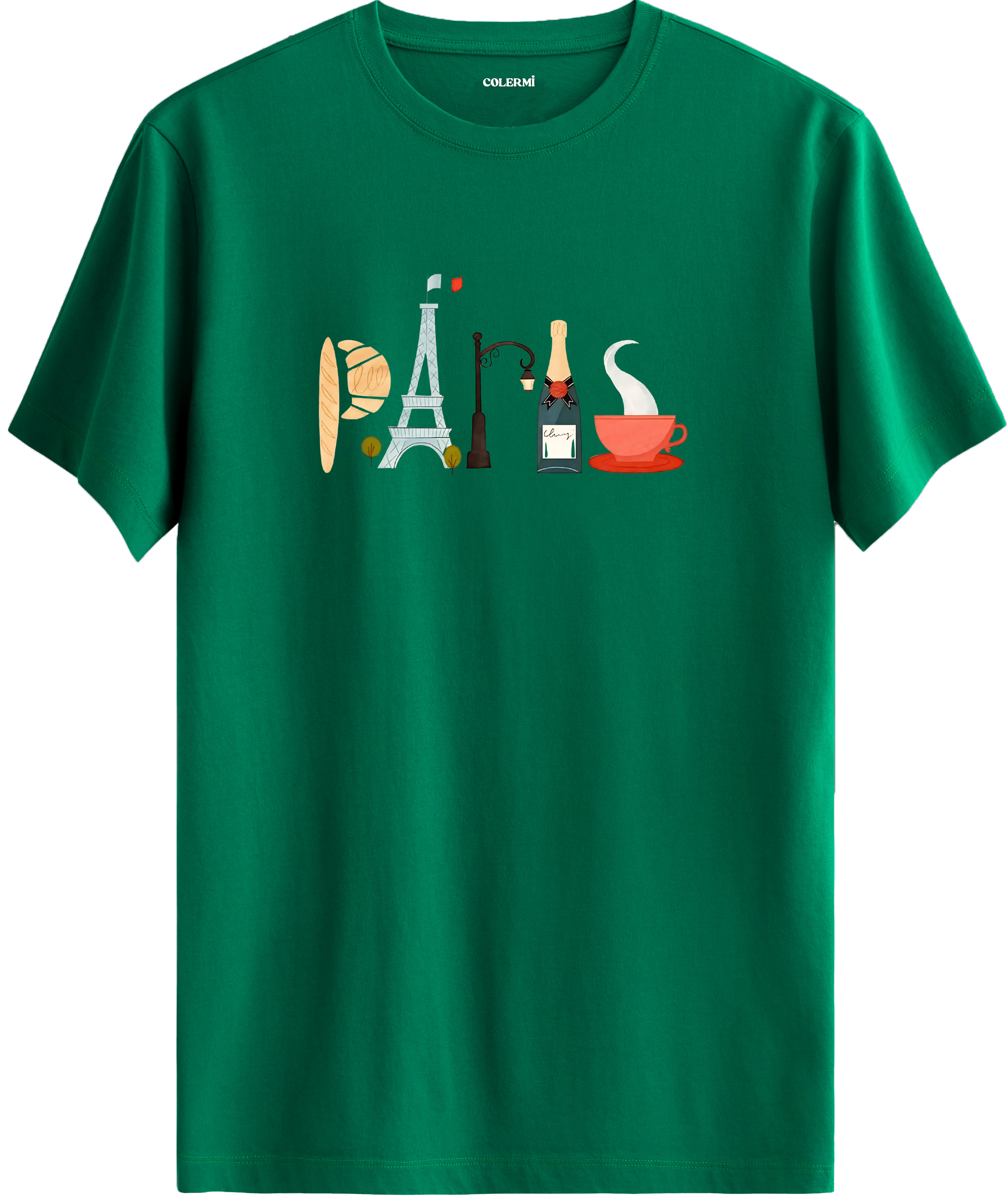 Paris Kafe Kolaj Baskılı Regular Tişört