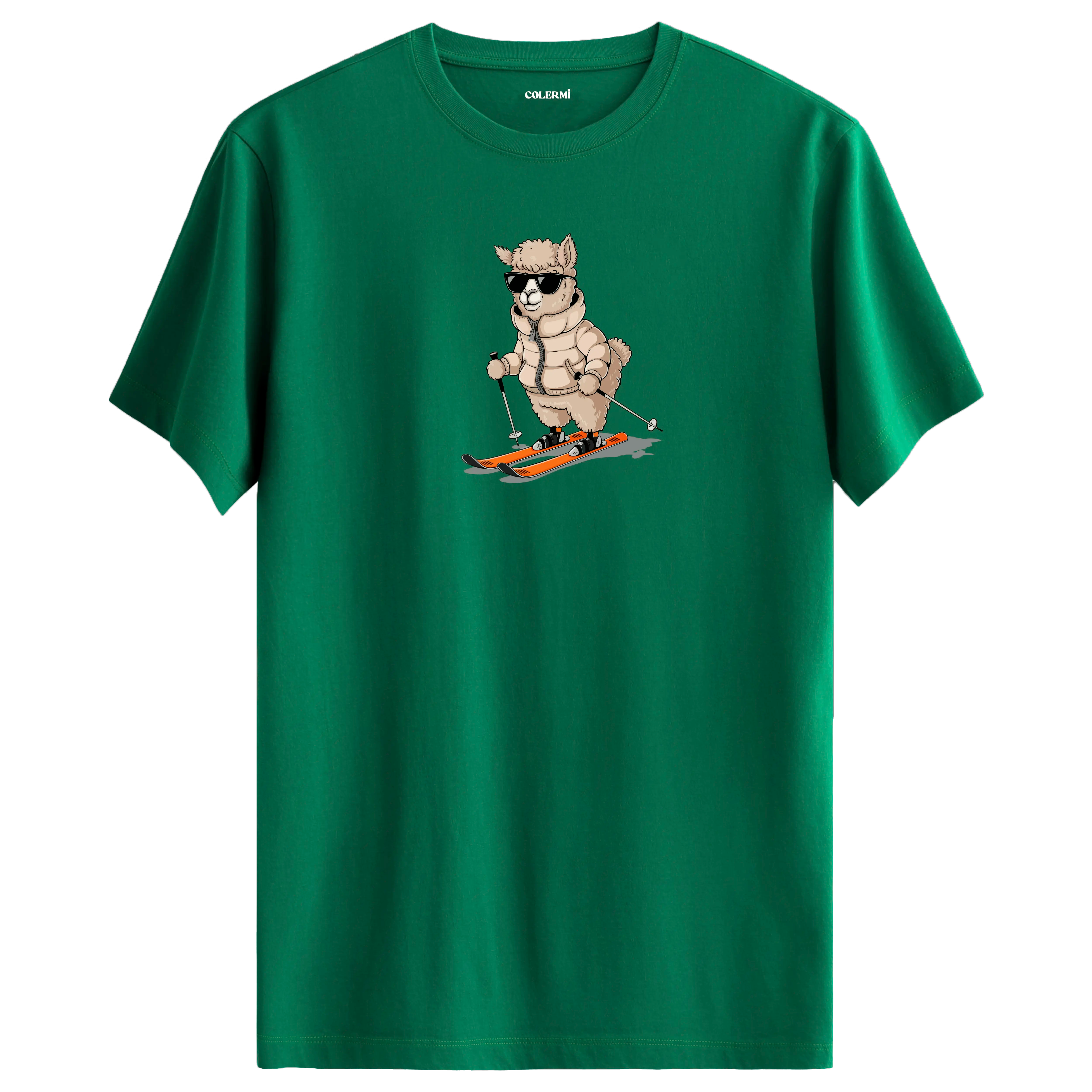 Skiing Alpaca Crew Neck T-Shirt