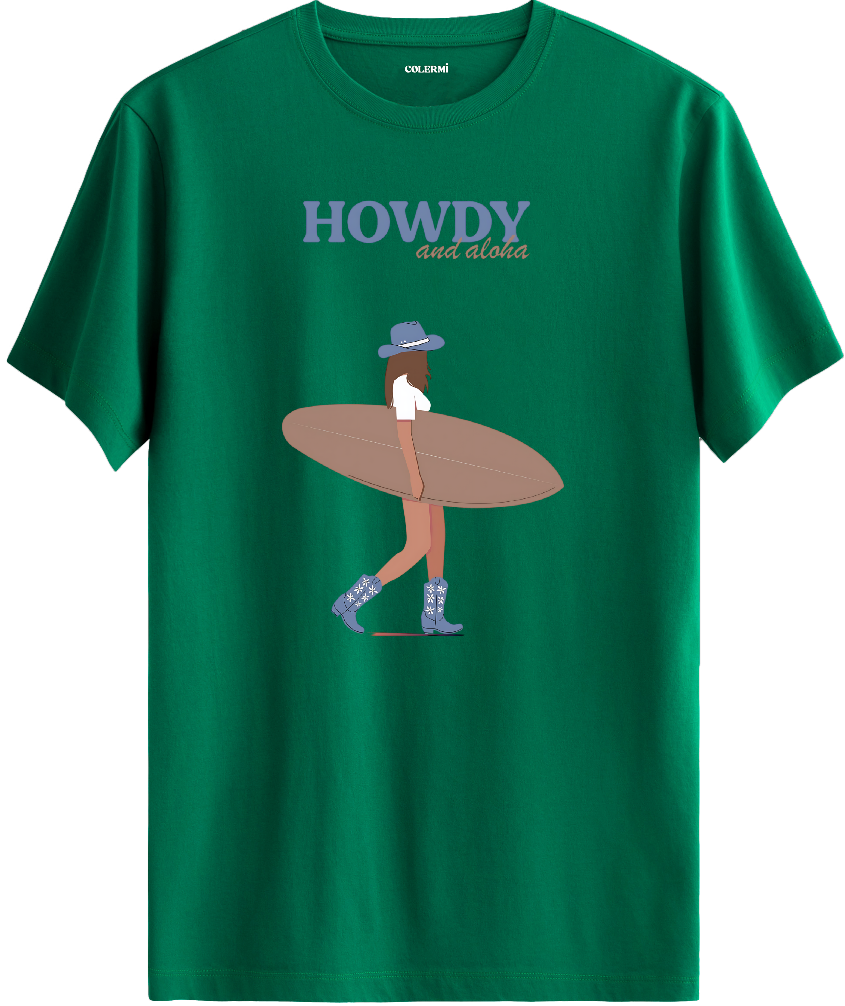 Howdy and Aloha Sörf Baskılı Regular Tişört