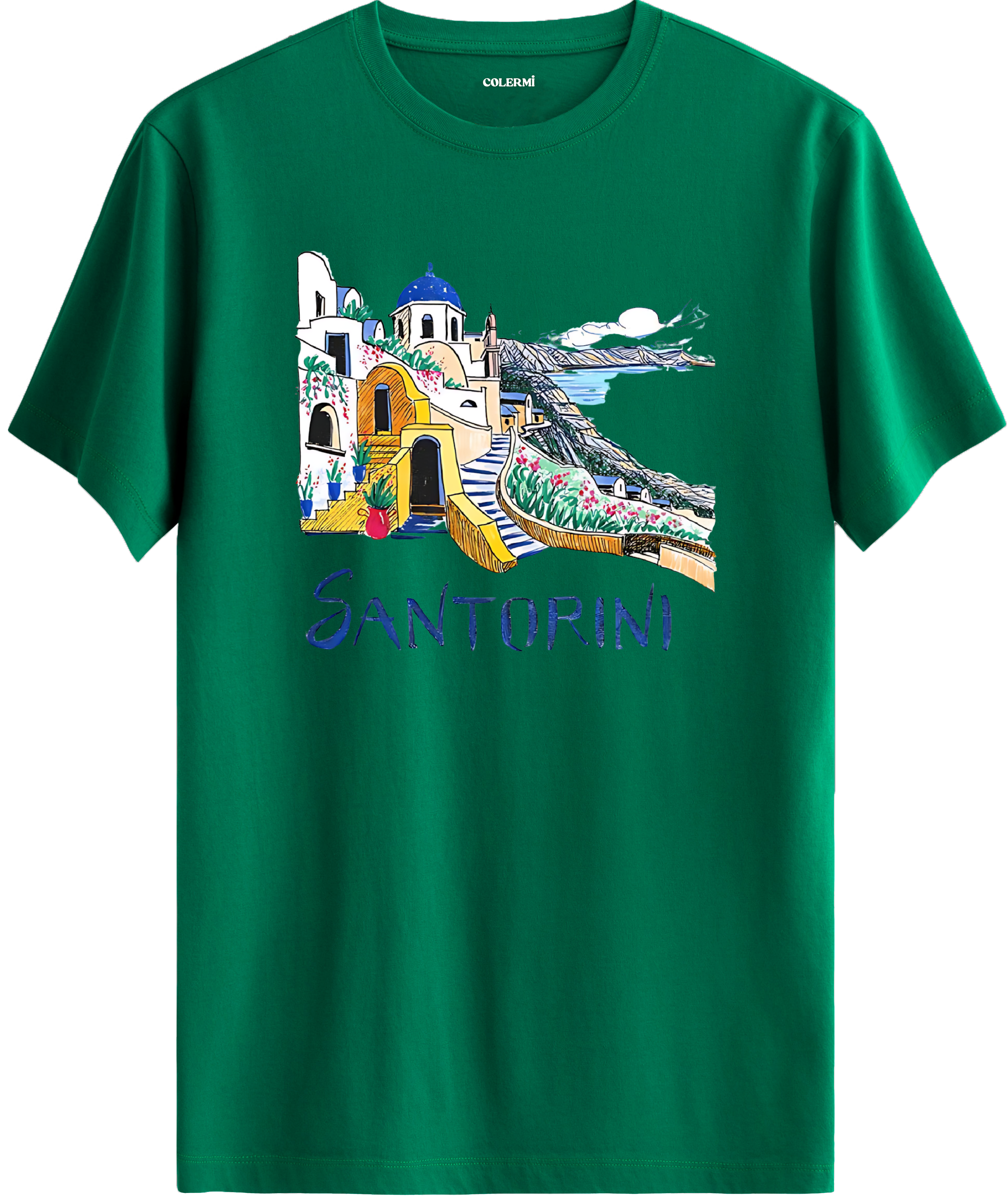 Santorini Illustration Regular Tişört