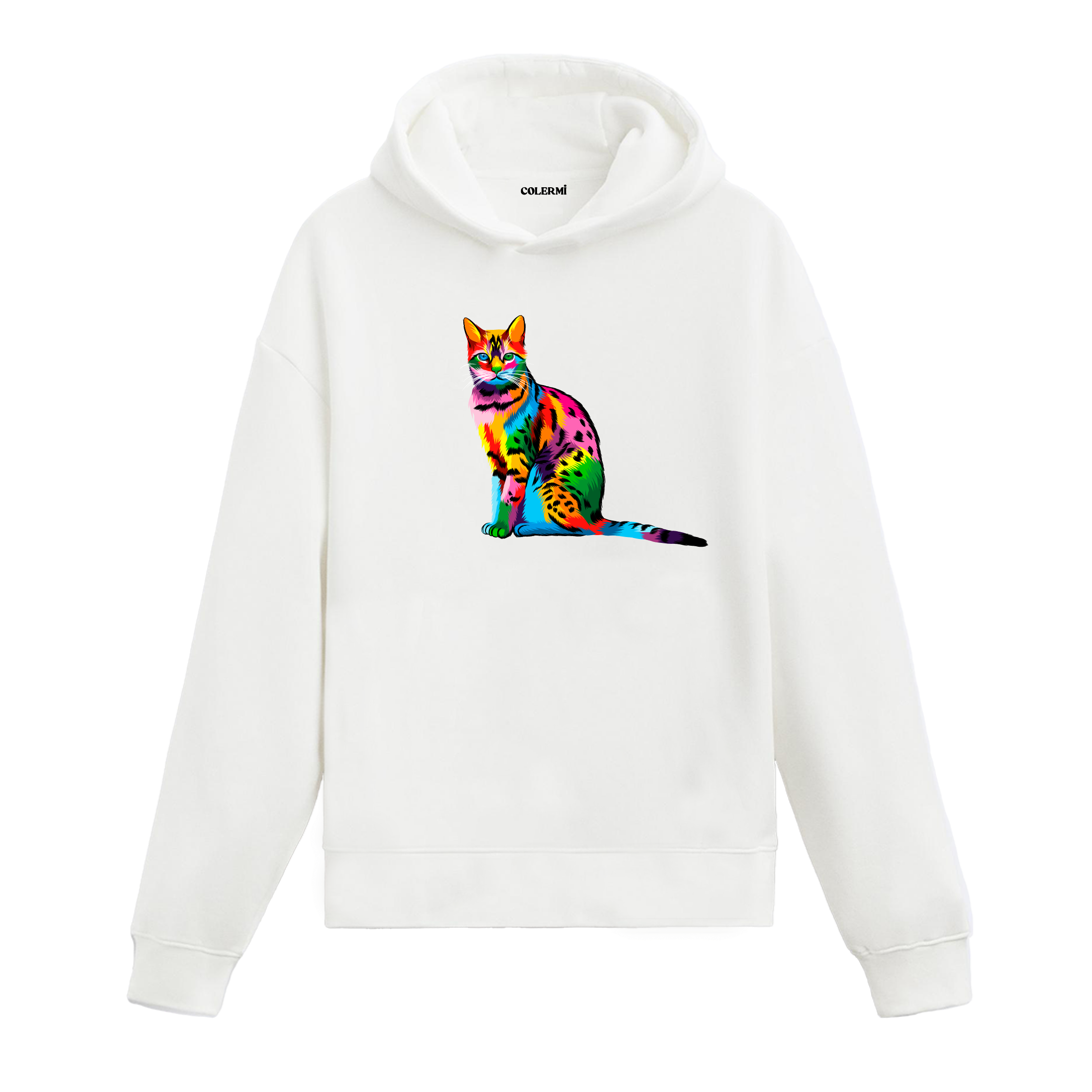 Luna – Renkli Kedi Baskılı Hoodie