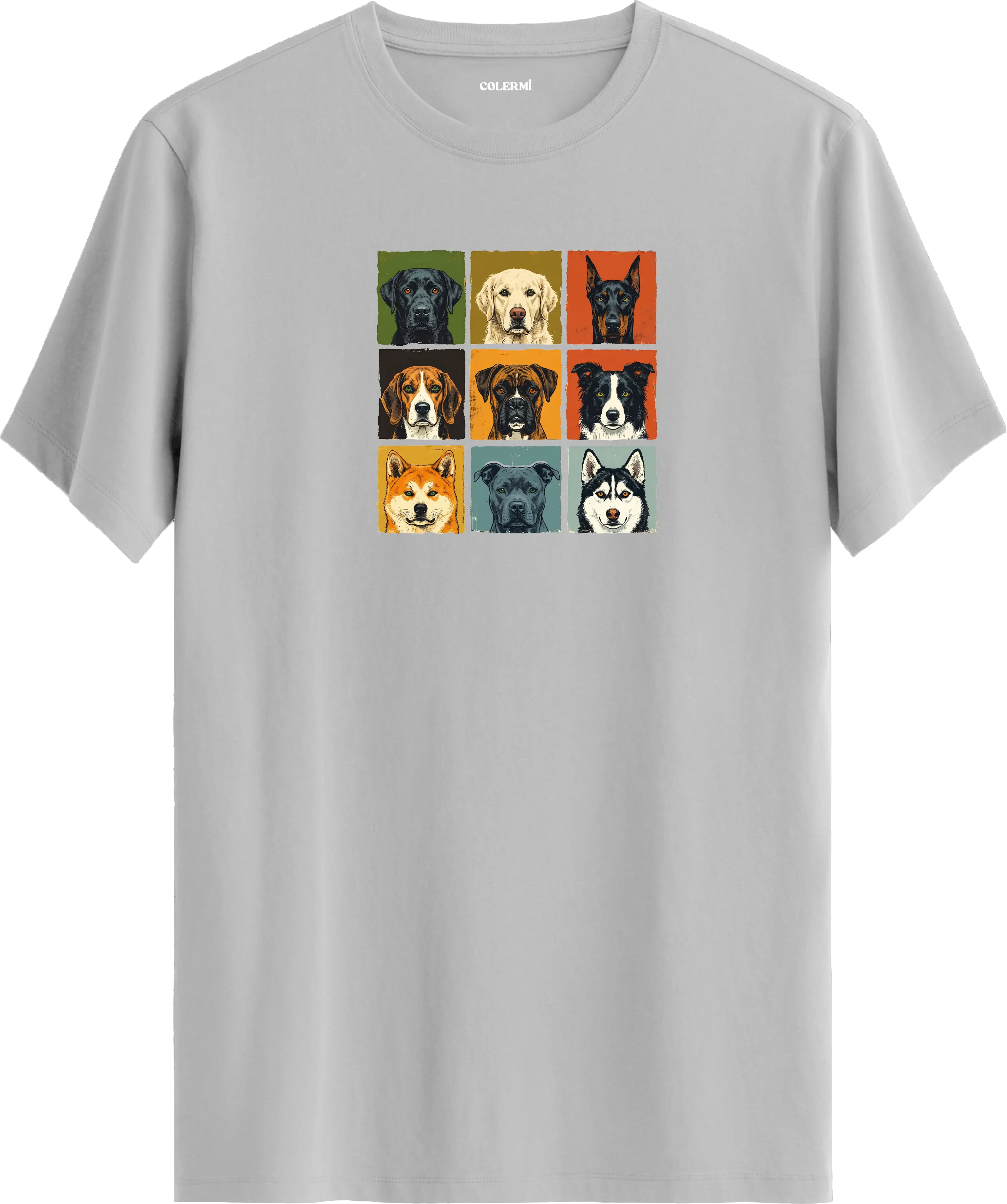 Retro Köpek Kolaj Tasarım Tişört