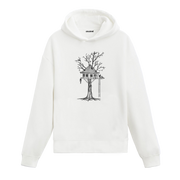 Colermi ağaç ev ve kitap okuyan geyik baskılı tasarım hoodie masalsı detaylarıyla sıcak tutan tasarım