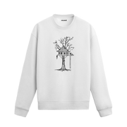 Detaylı ağaç ev, geyik, kuşlar ve fener figürlü Colermi sweatshirt.