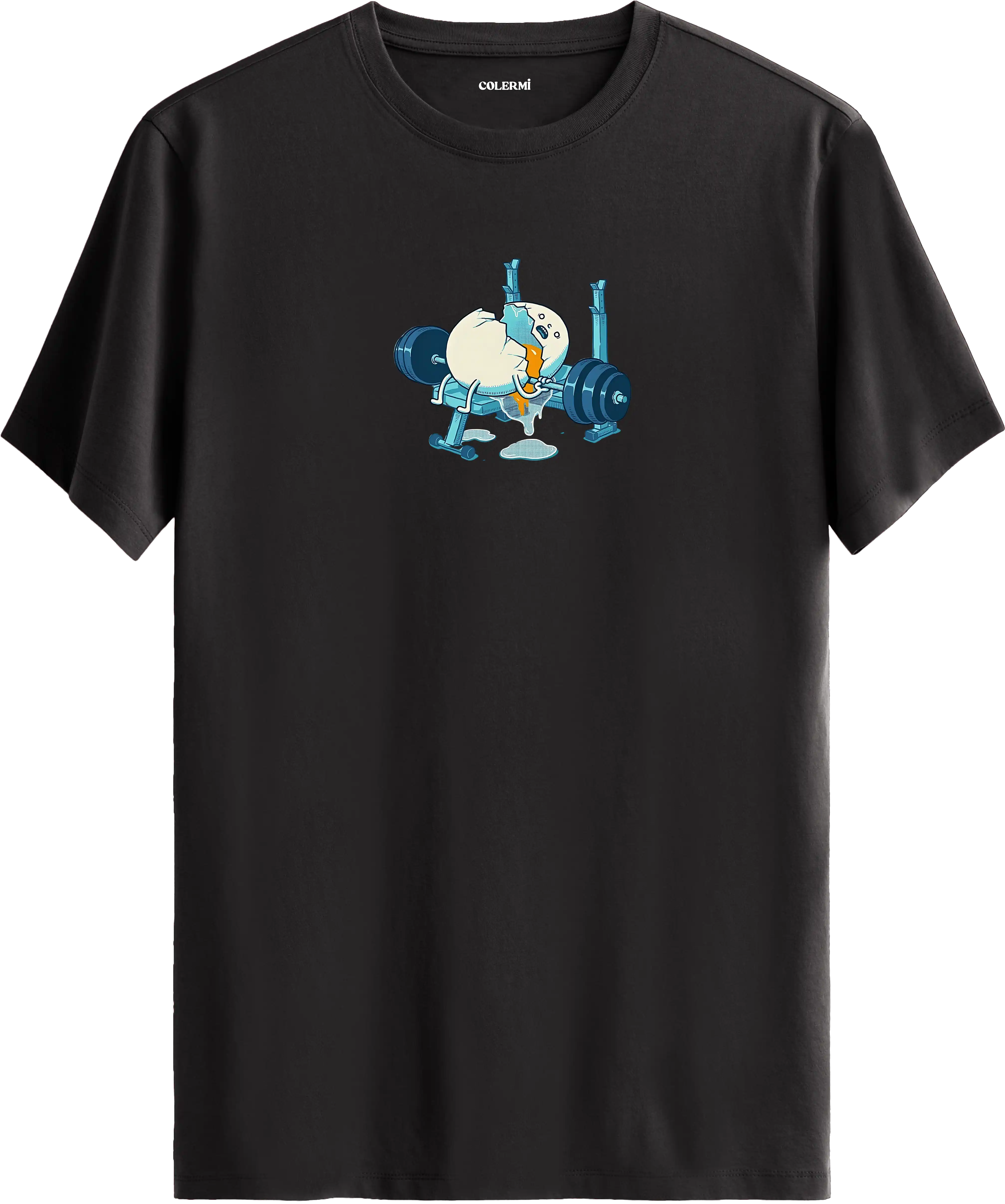 Ağırlık kaldıran yumurta baskılı tişört mizahi spor tasarım