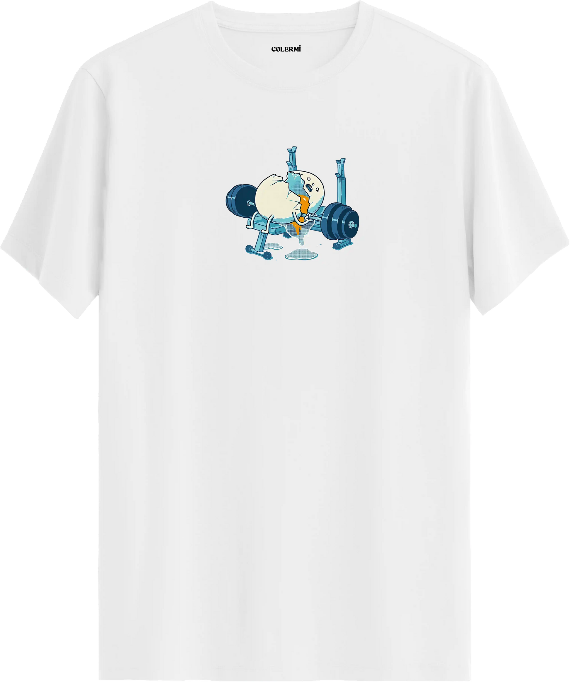 Ağırlık kaldıran yumurta baskılı tişört mizahi spor tasarım