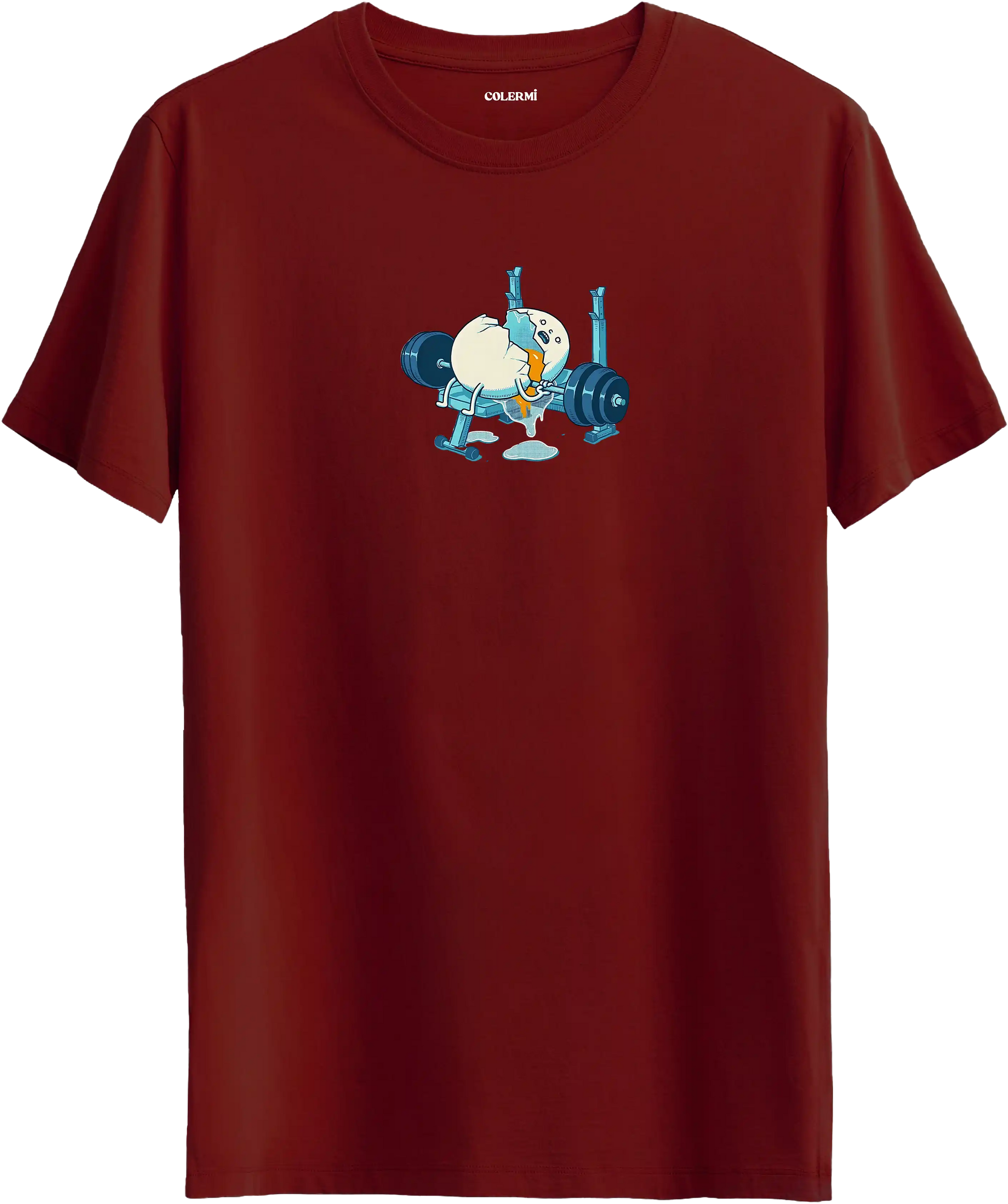 Ağırlık kaldıran yumurta baskılı tişört mizahi spor tasarım