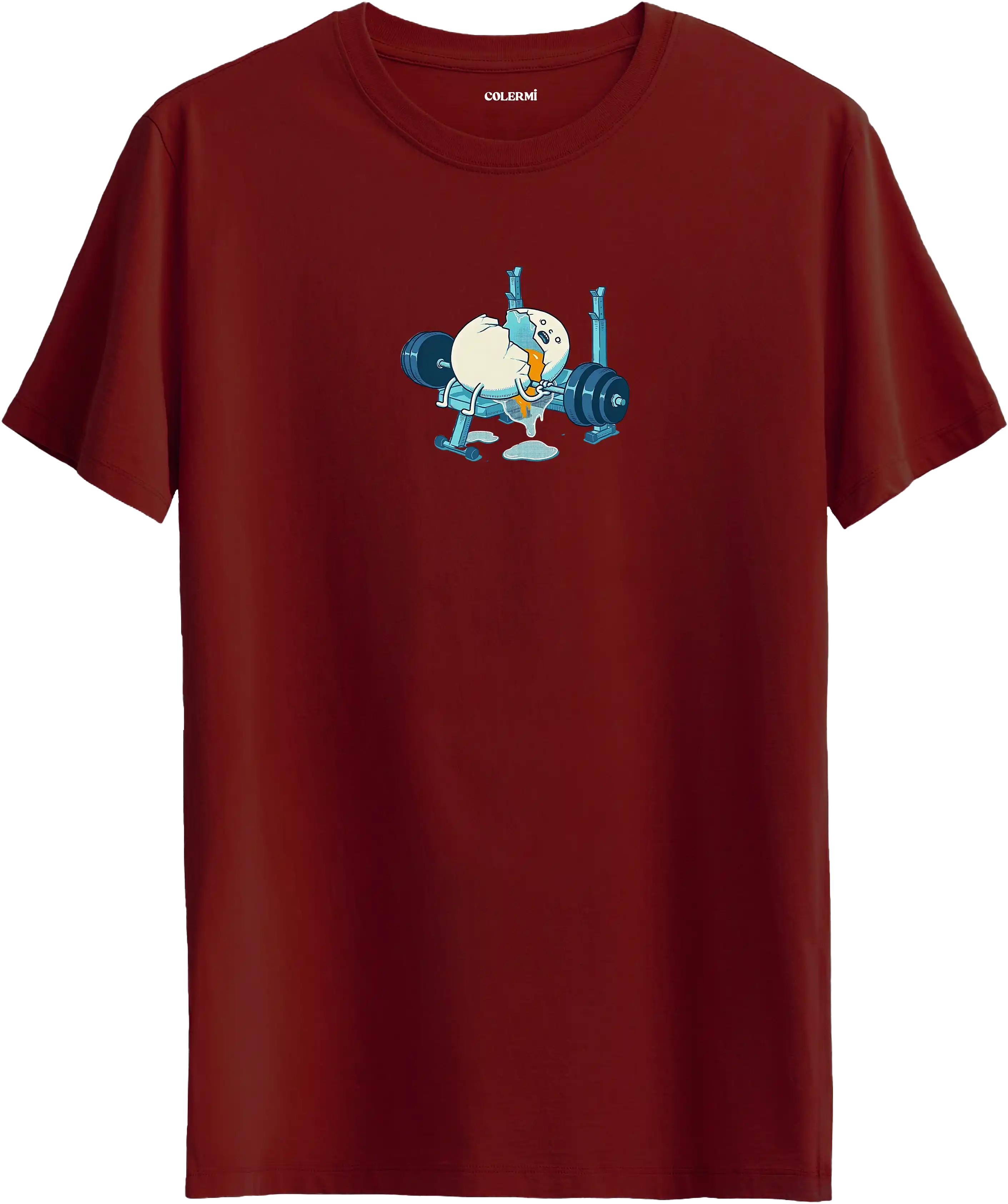 Ağırlık kaldıran yumurta baskılı tişört mizahi spor tasarım