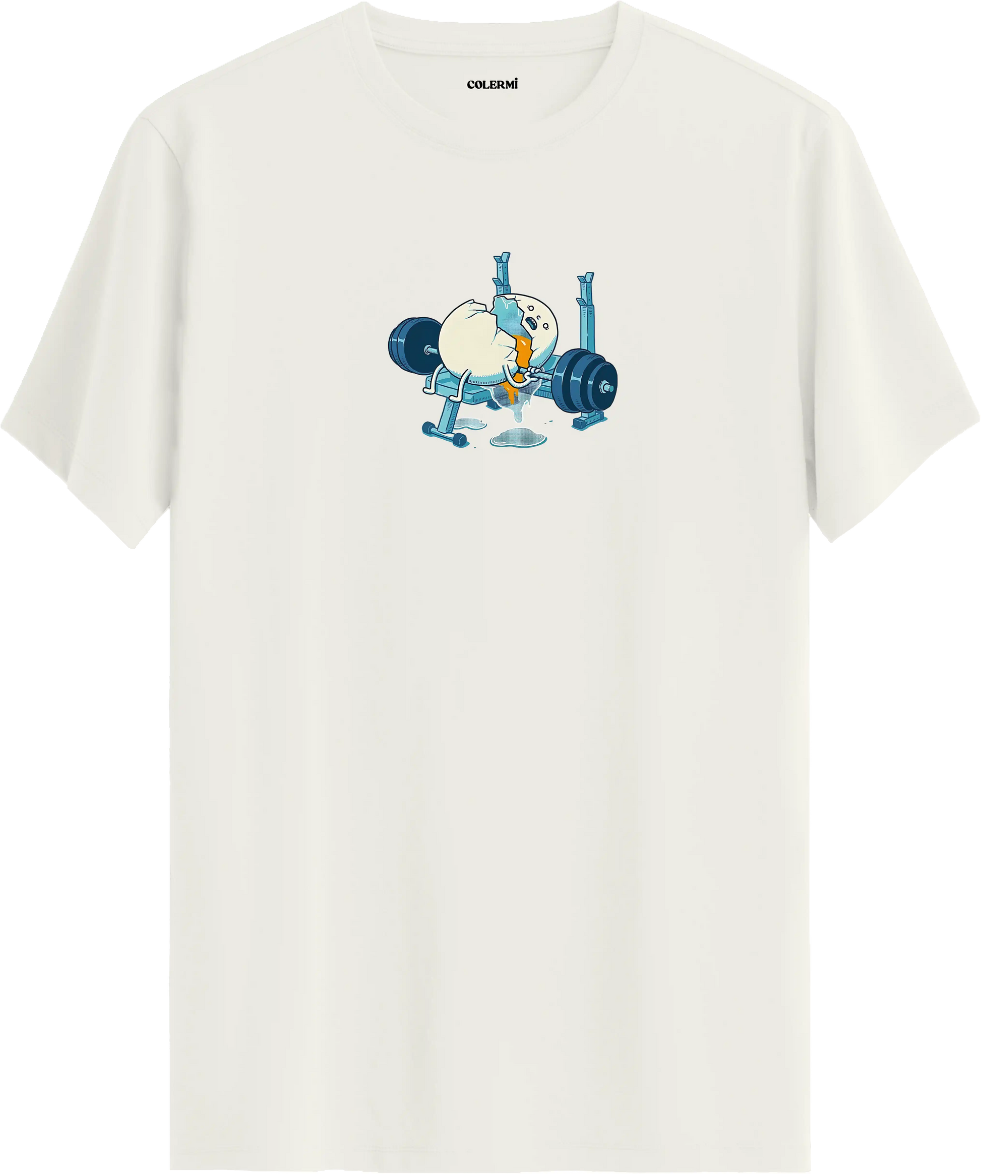 Ağırlık kaldıran yumurta baskılı tişört mizahi spor tasarım