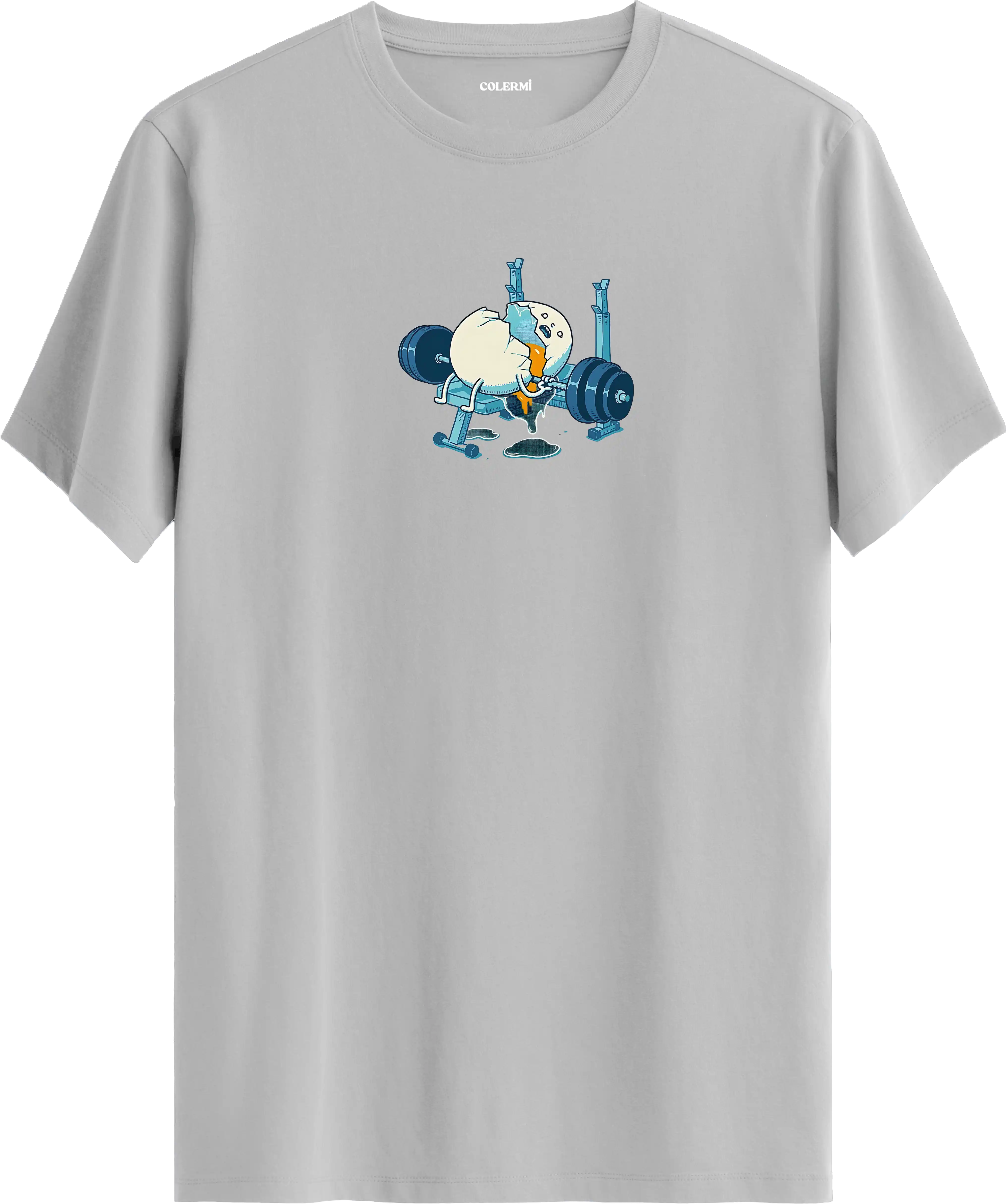 Ağırlık kaldıran yumurta baskılı tişört mizahi spor tasarım