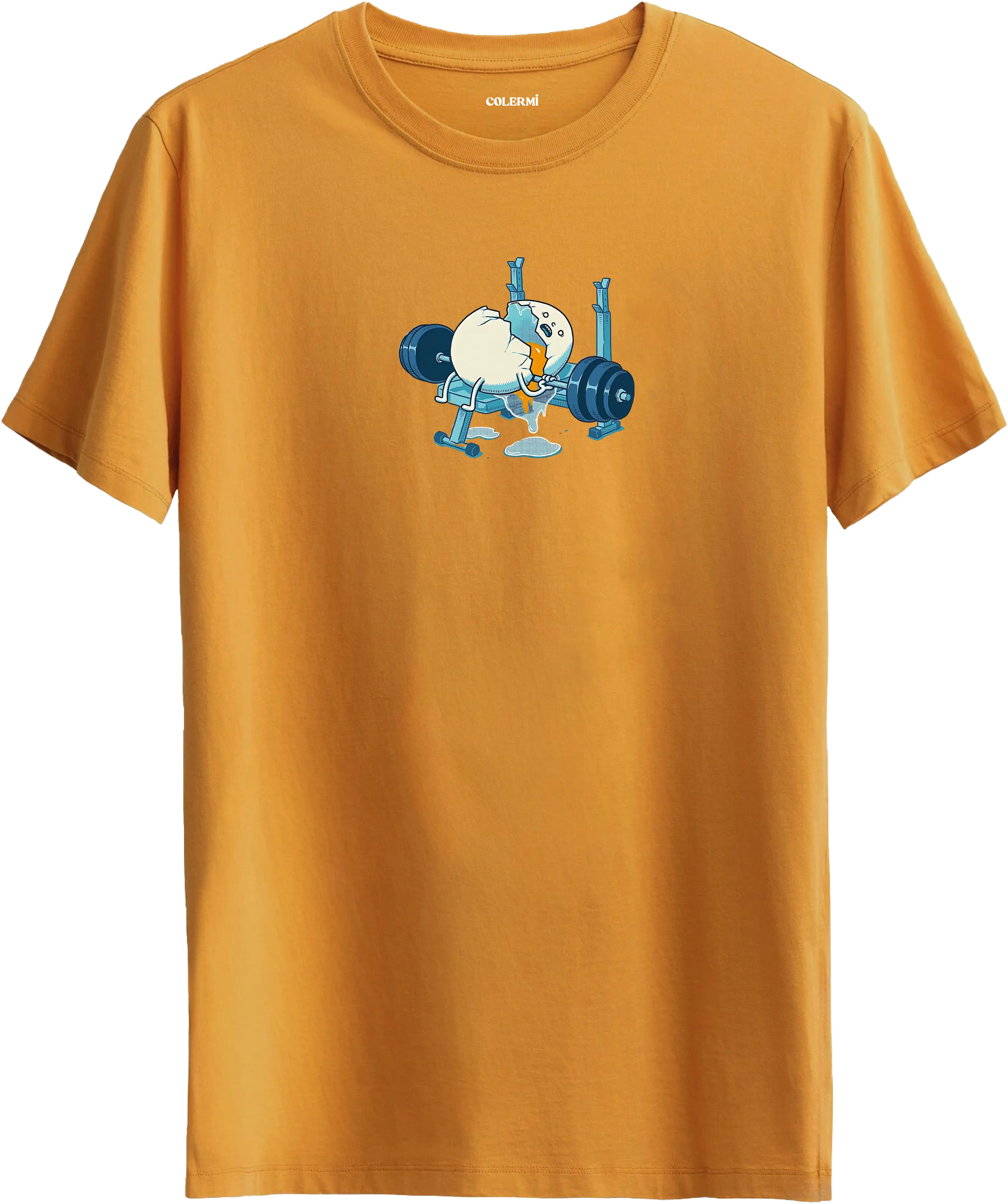 Ağırlık kaldıran yumurta baskılı tişört mizahi spor tasarım