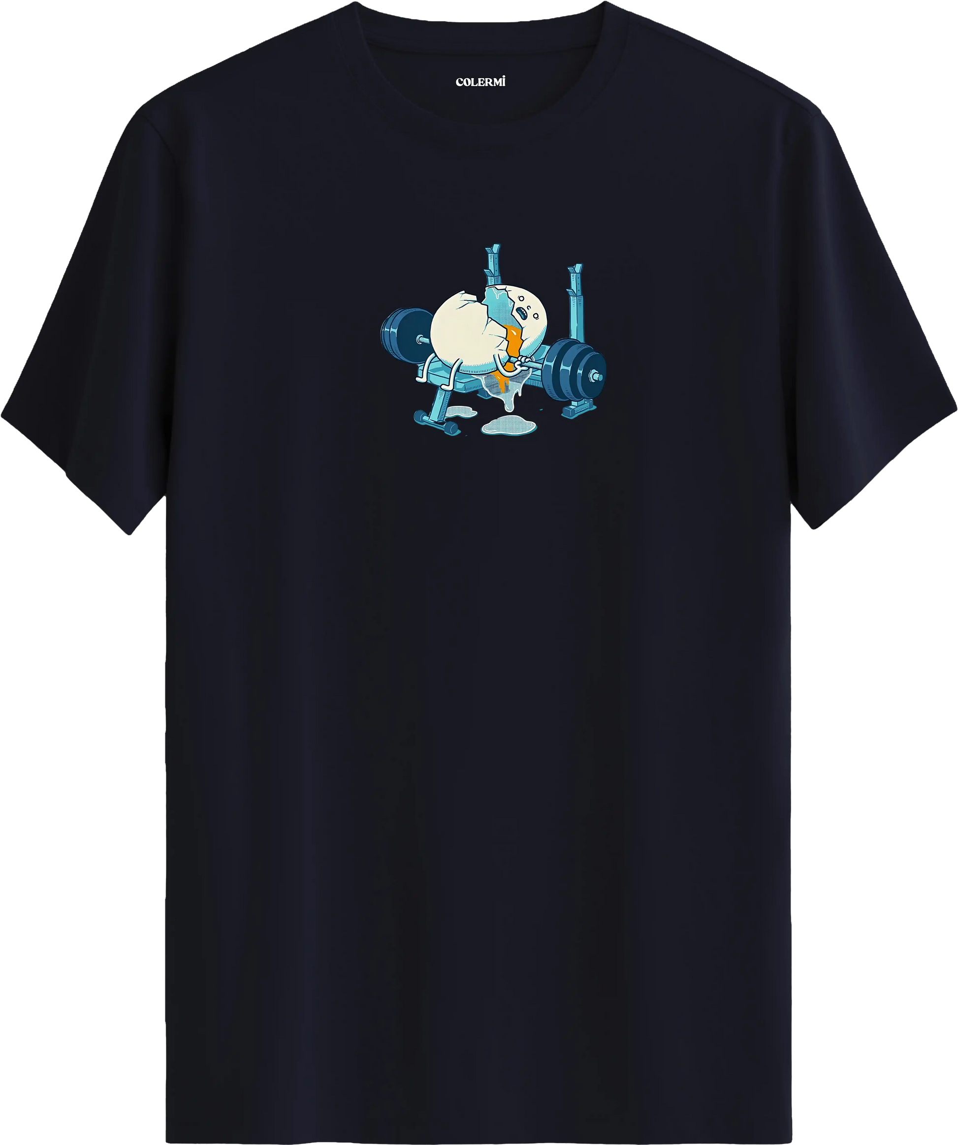 Ağırlık kaldıran yumurta baskılı tişört mizahi spor tasarım